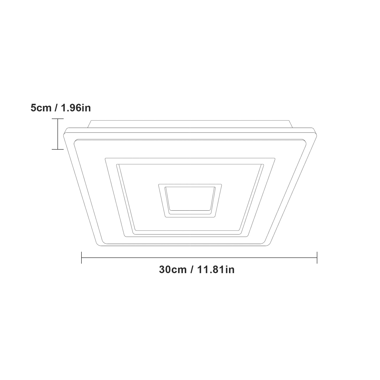 Ceiling Light - White Acrylic Frame, Warm Light