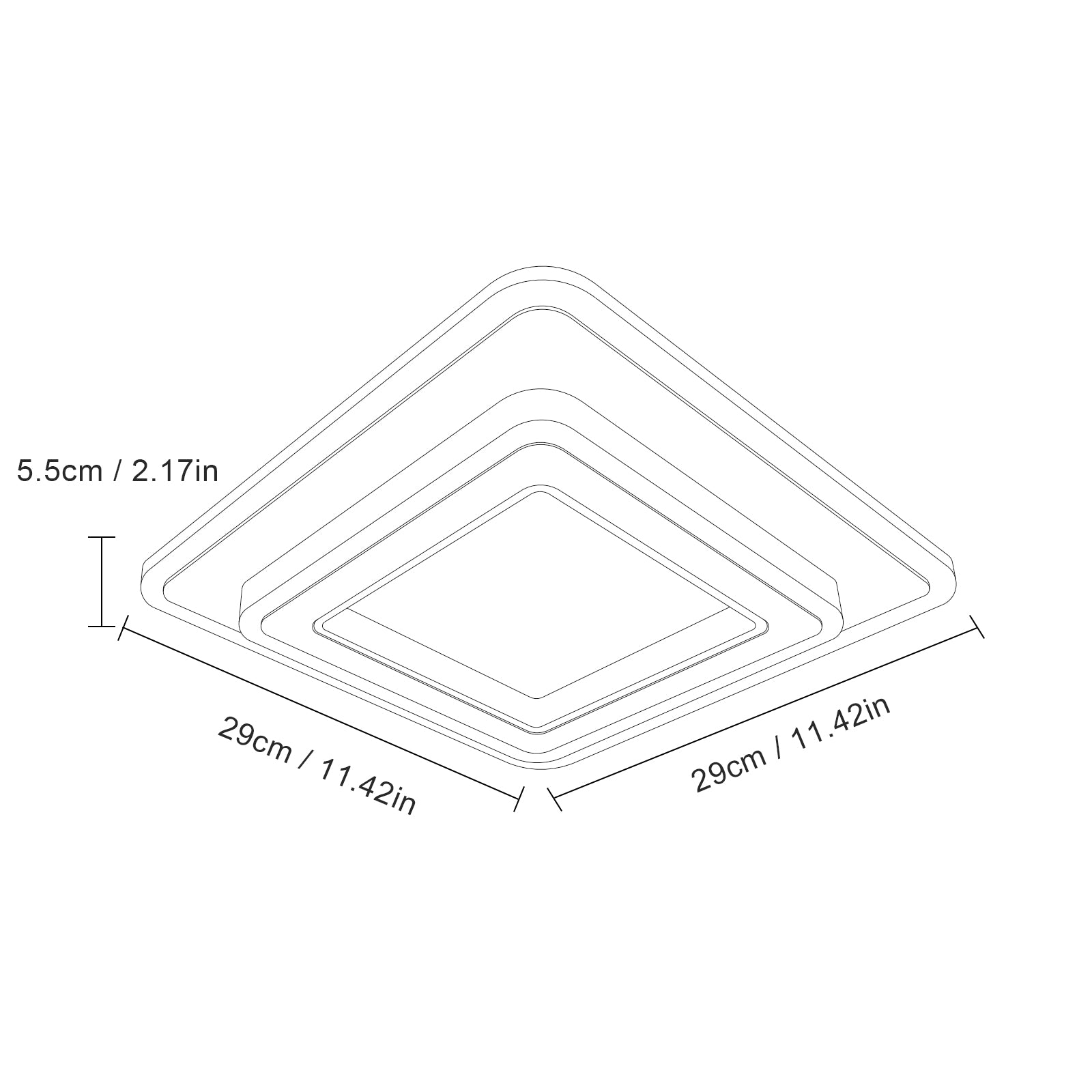 Ceiling Light - White Acrylic Frame, Warm Light