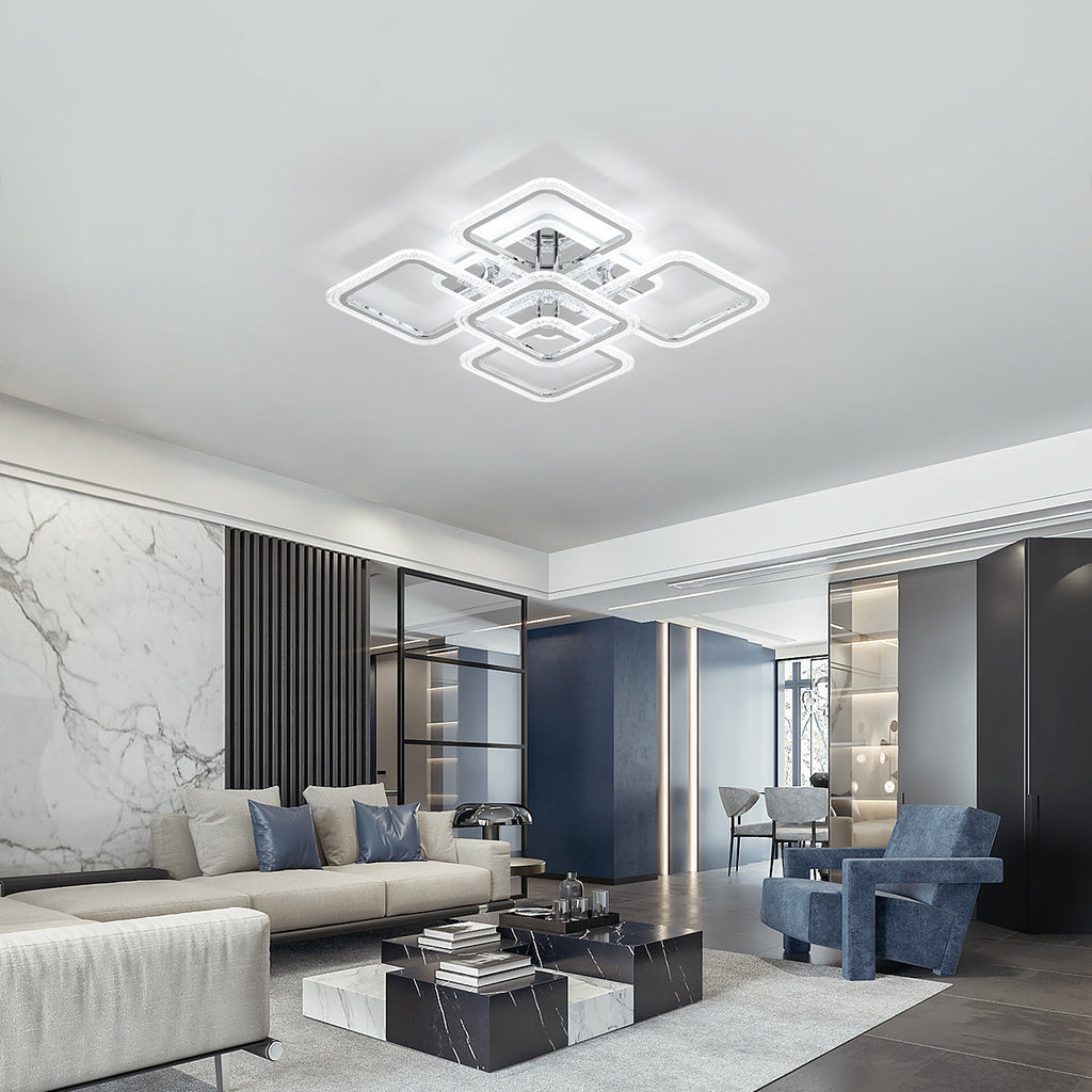 Ceiling Light - Chrome Acrylic Frame, Tunable and Dimmable