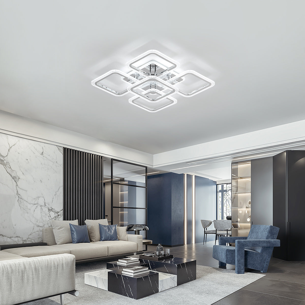 Ceiling Light - Chrome Acrylic Frame, Tunable and Dimmable