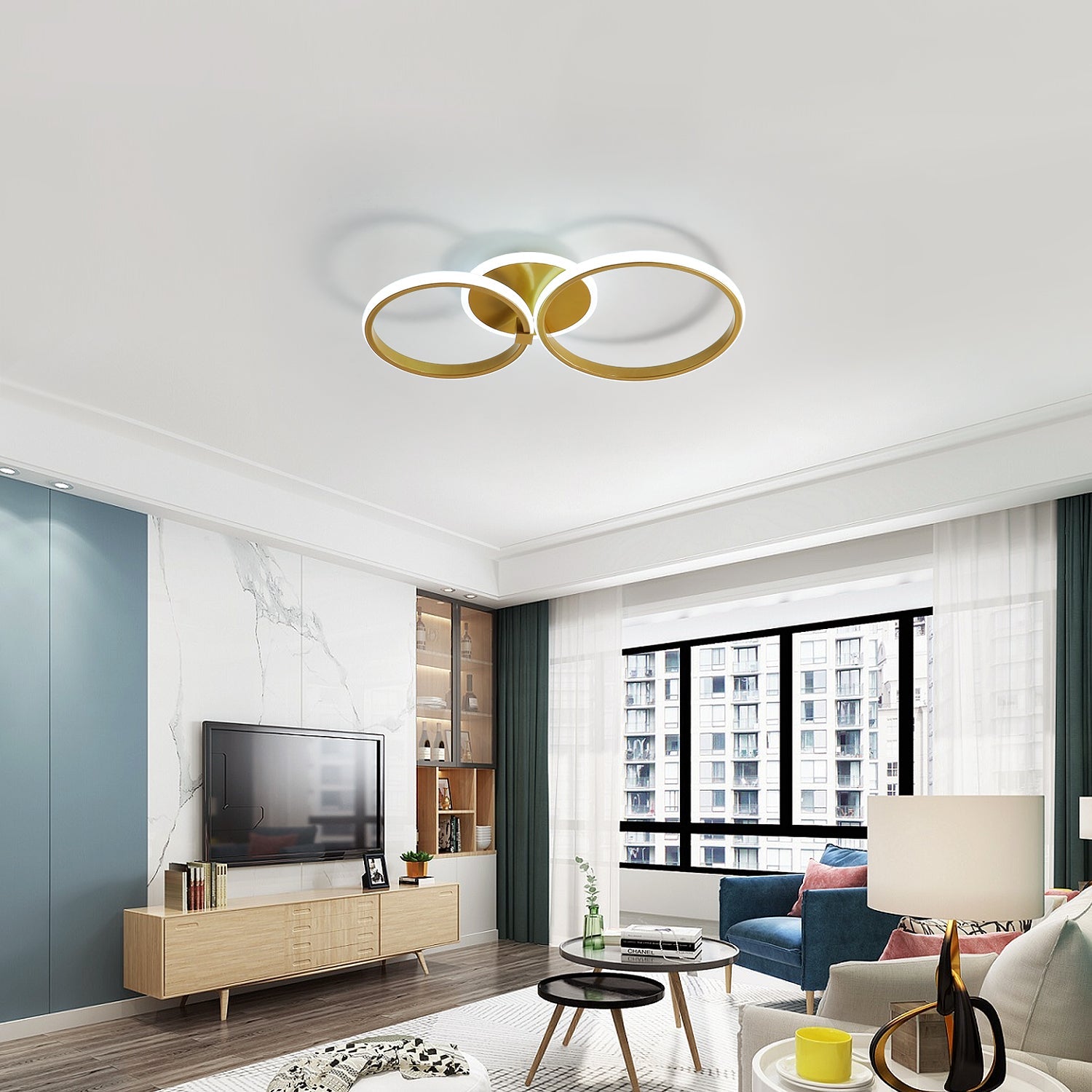 Ceiling Light - Gold Acrylic Frame, White Light