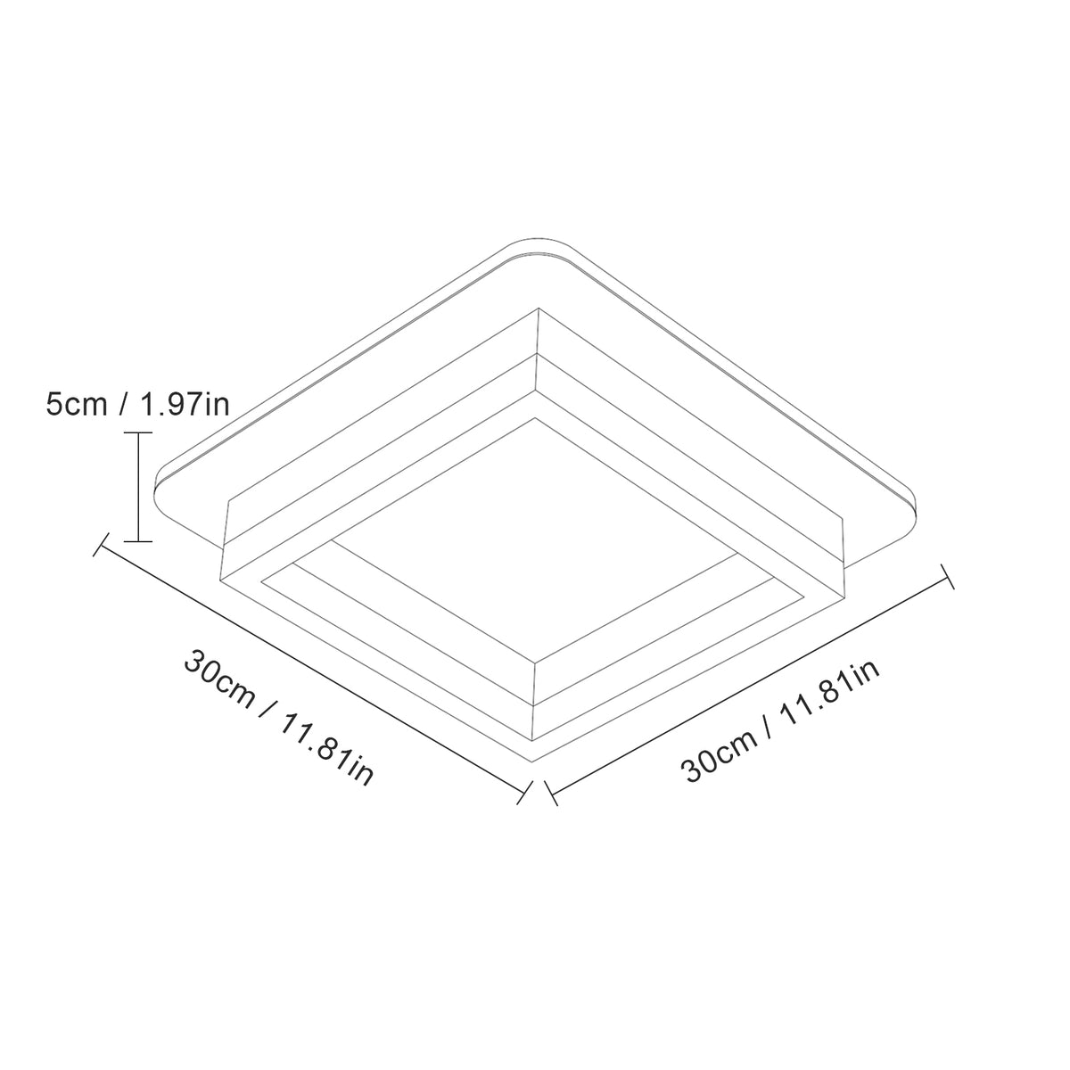 Ceiling Light - White Acrylic Frame, White Light