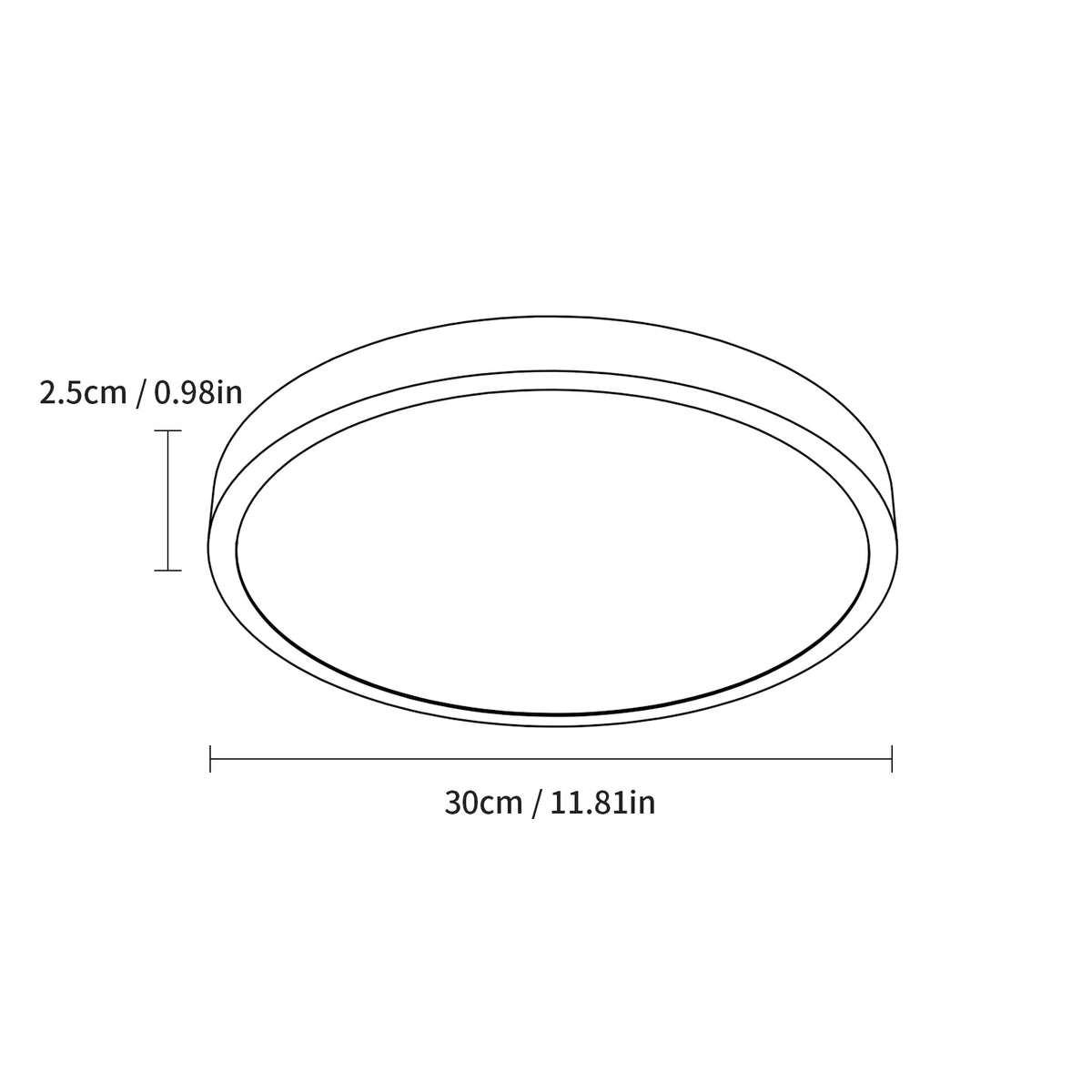 Ceiling Light - White Plastic Frame, White Light