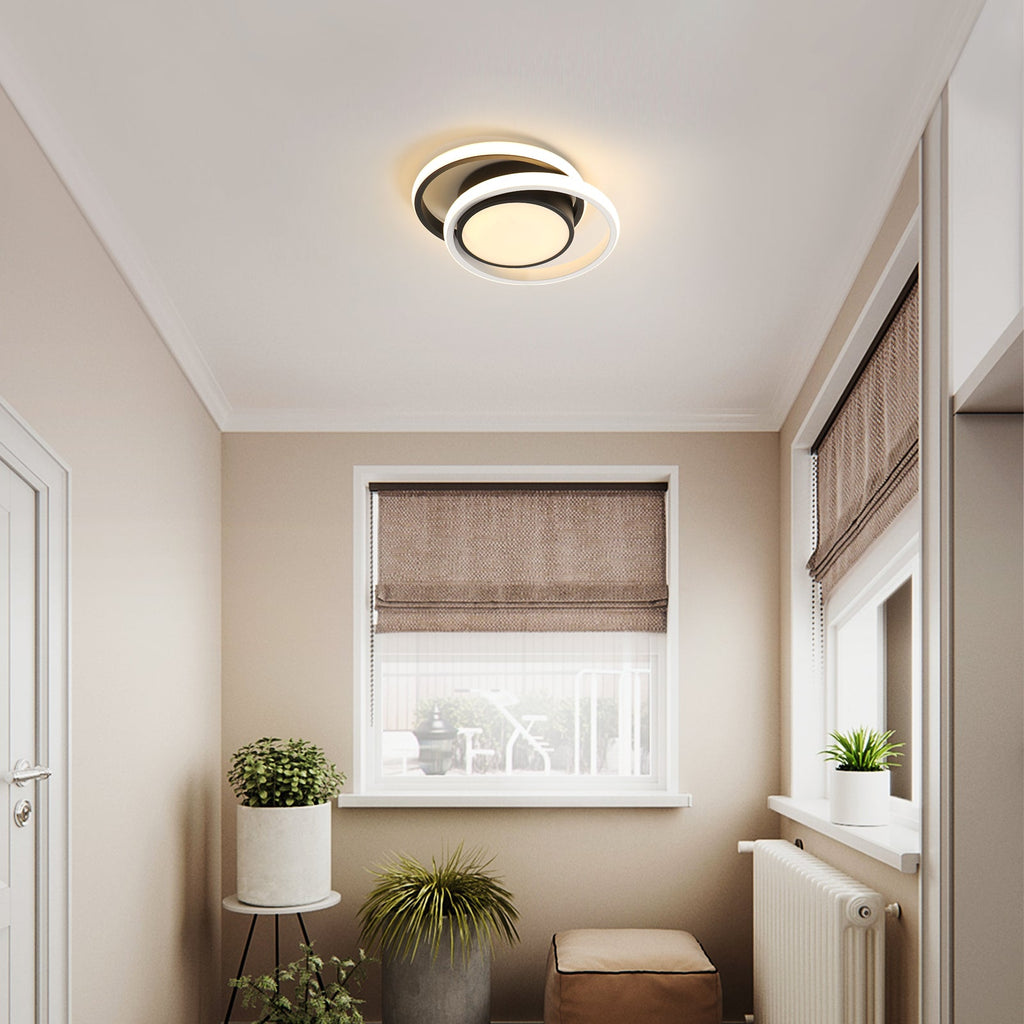 Ceiling Light - Black & White Aluminium Frame, Warm Light