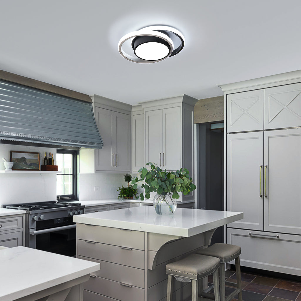 Ceiling Light - Black & White Aluminium Frame, White Light