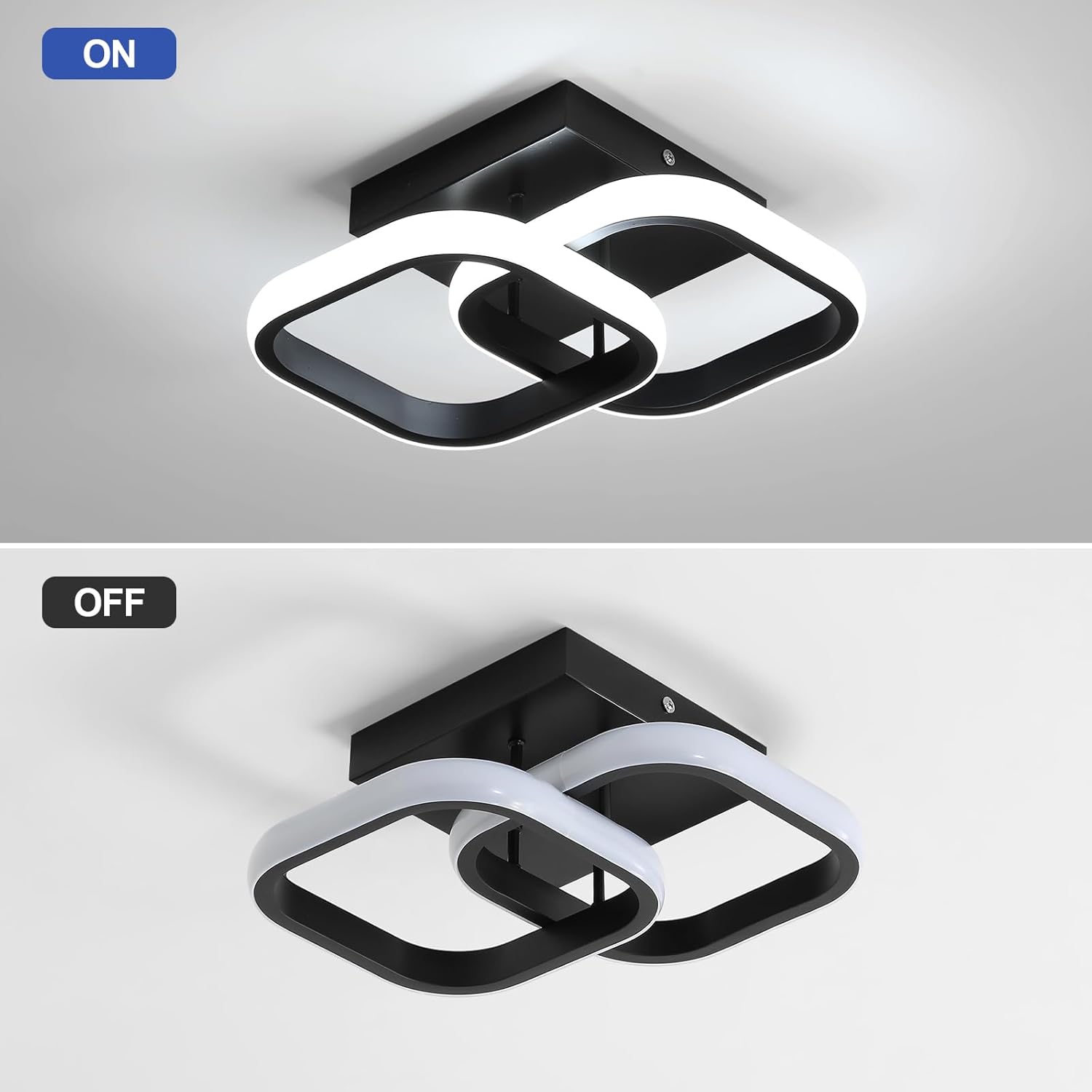 Ceiling Light - Black Aluminium Frame, White Light