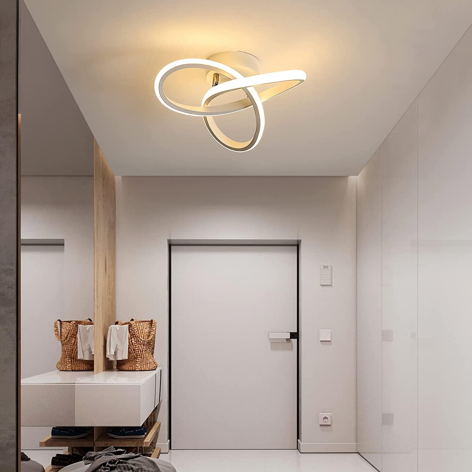 Ceiling Light - White Aluminium Frame, Warm Light