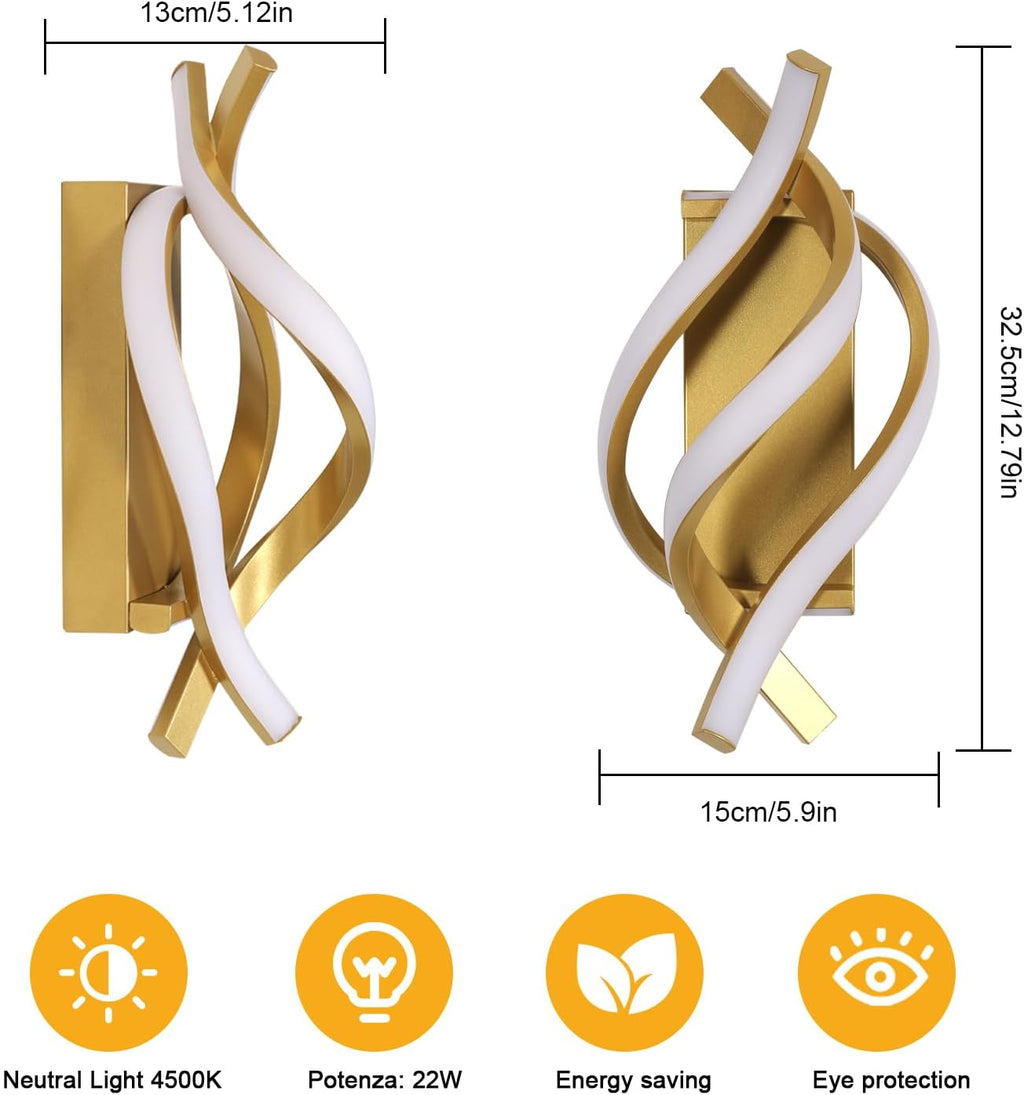 Wall Light - Gold Aluminium Frame, Natural Light