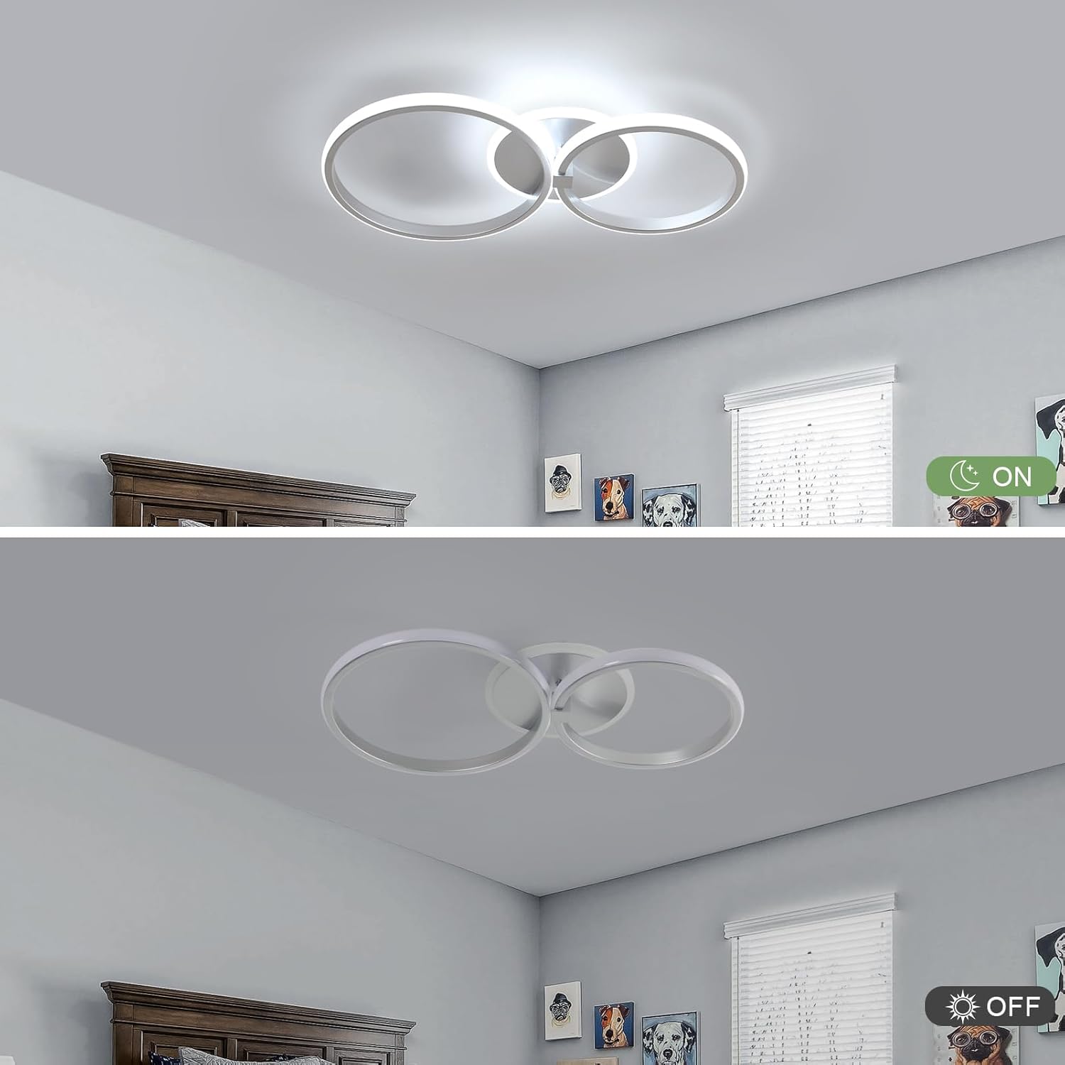 Ceiling Light - Silver Acrylic Frame, White Light