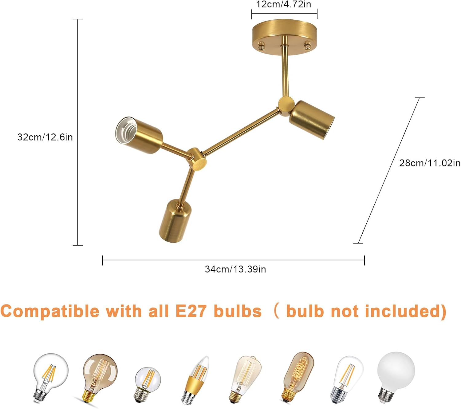 Ceiling Light - Gold Metal Frame