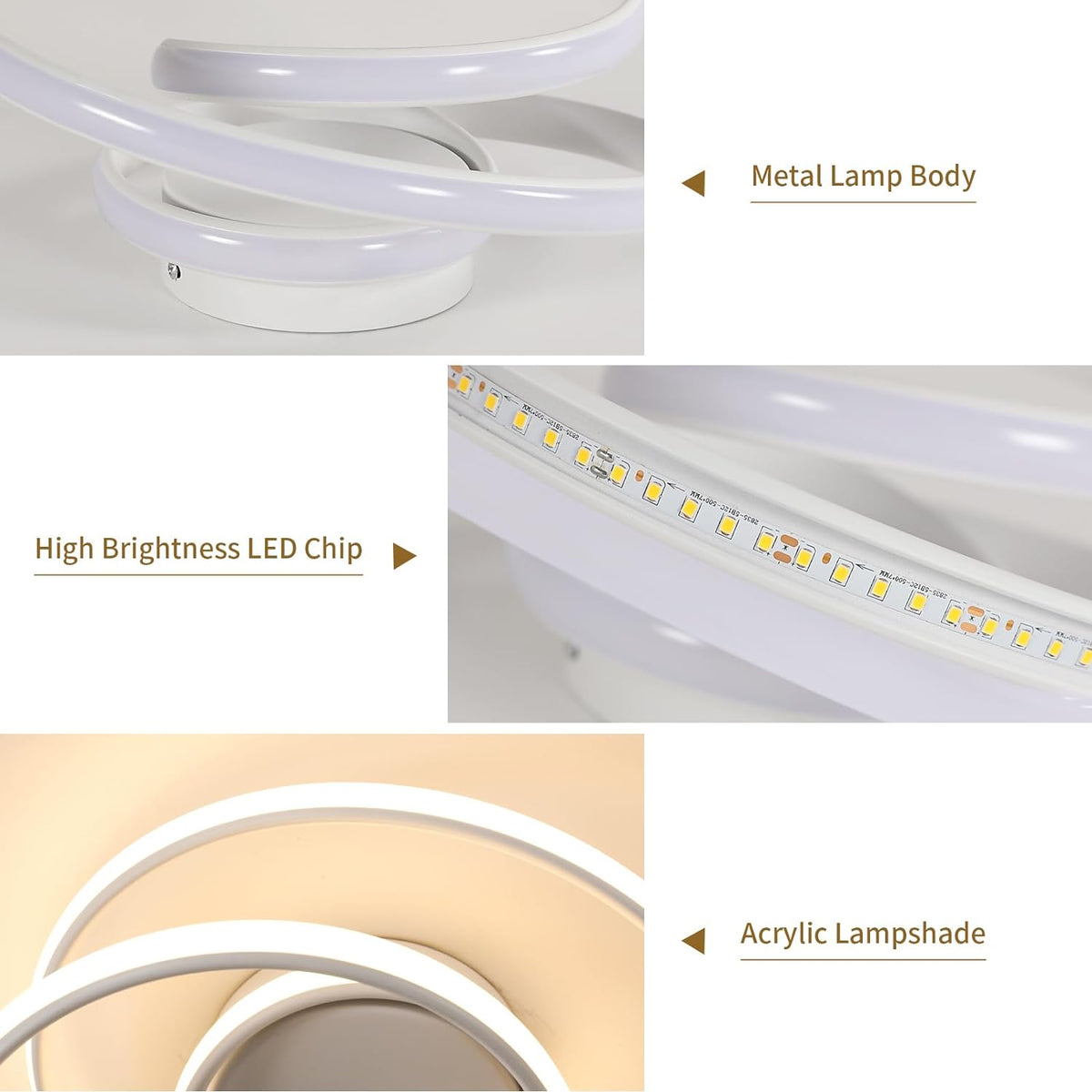 Ceiling Light - White Aluminium Frame, Warm Light