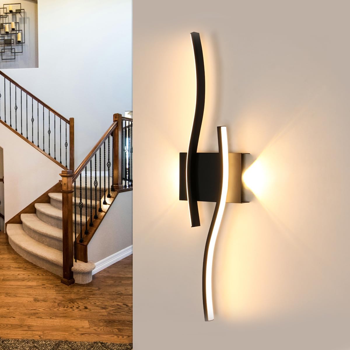 Wall Light - Black Aluminium Frame, Warm Light