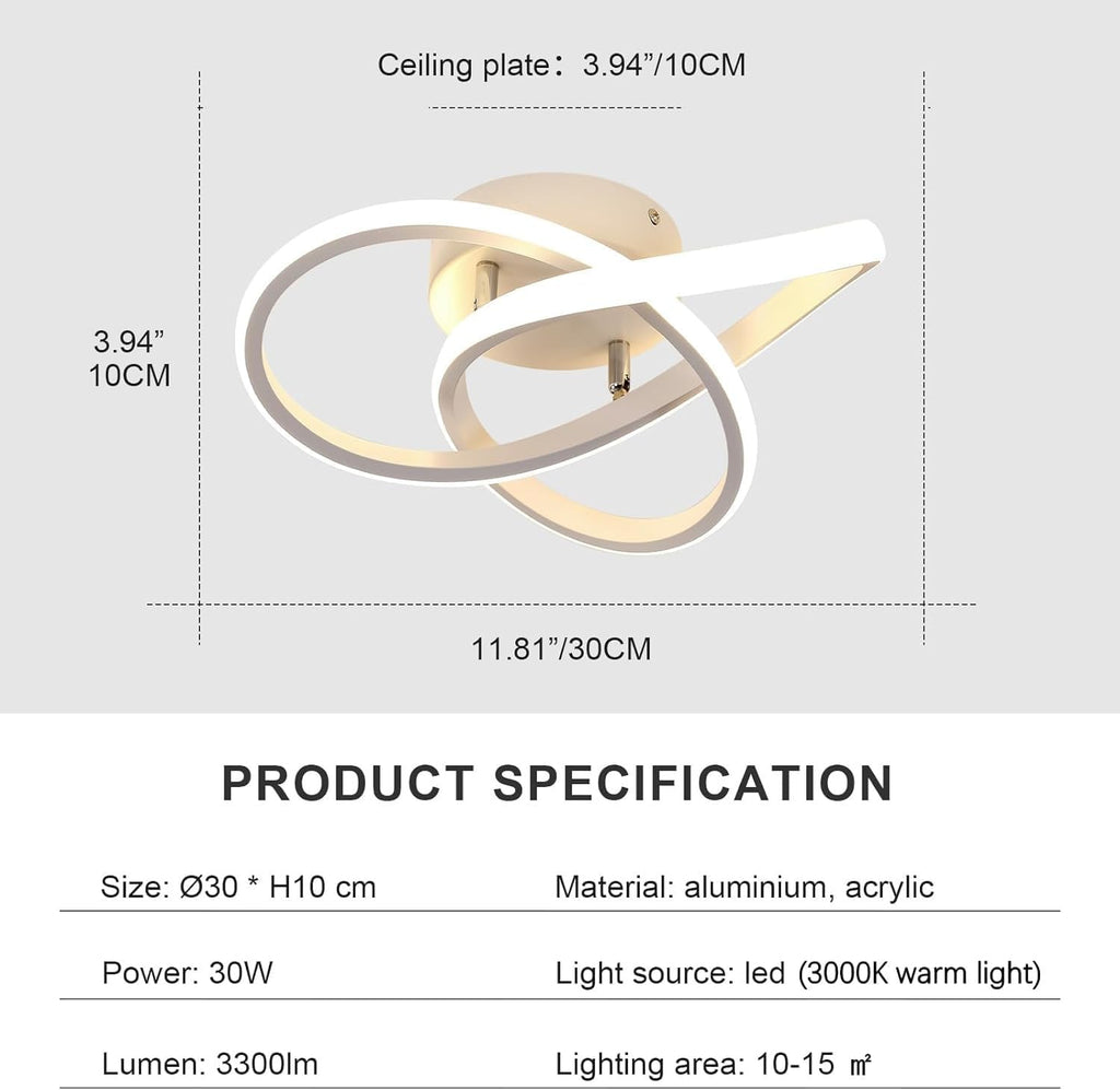 Ceiling Light - White Aluminium Frame, Warm Light