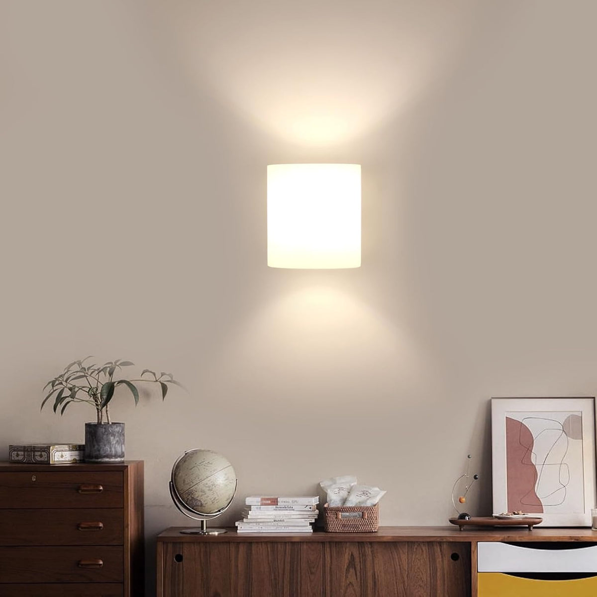 Wall Light - Wood Glass Frame, Tunable