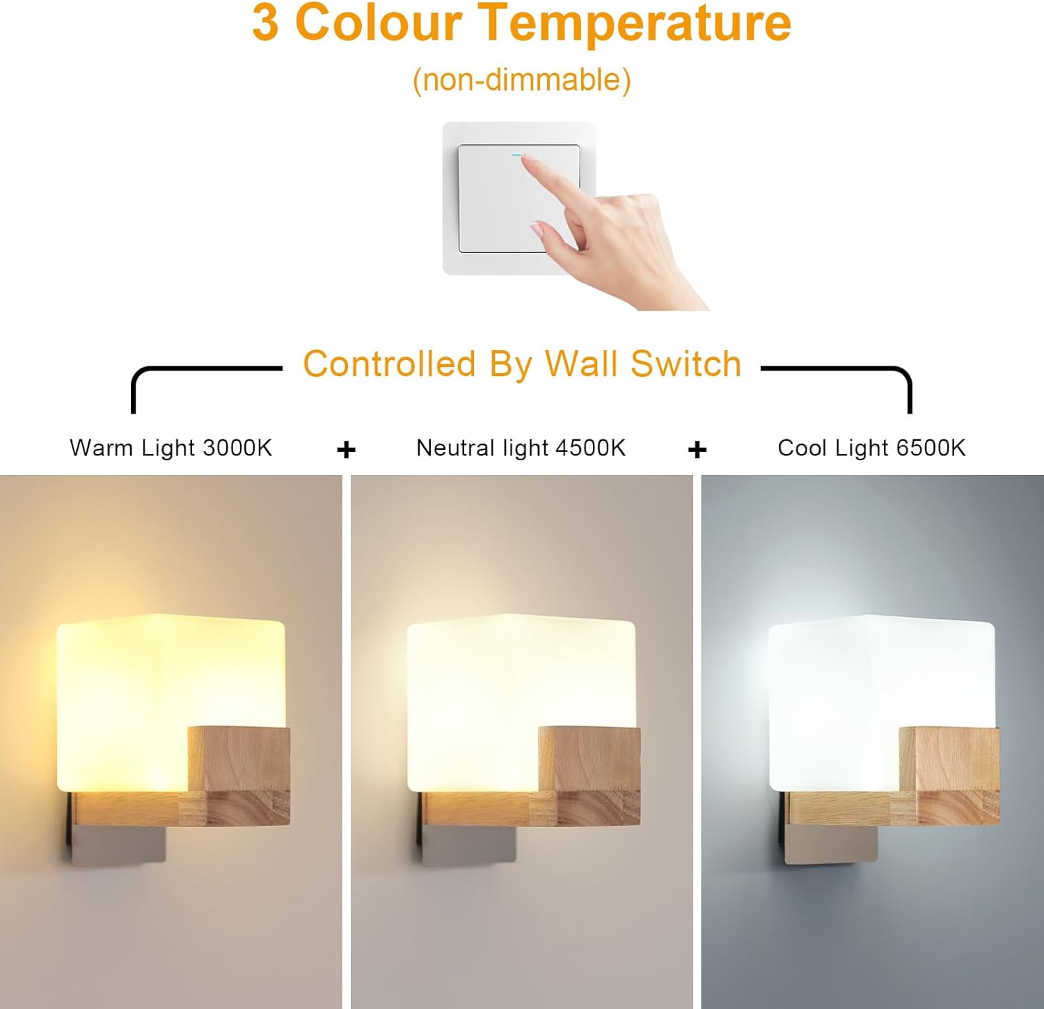 Wall Light - Wood Glass Frame, Tunable
