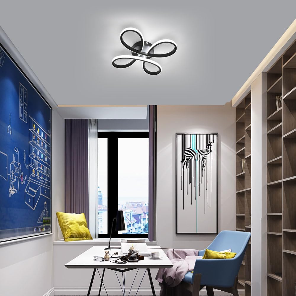Ceiling Light - Black Aluminium Frame, White Light