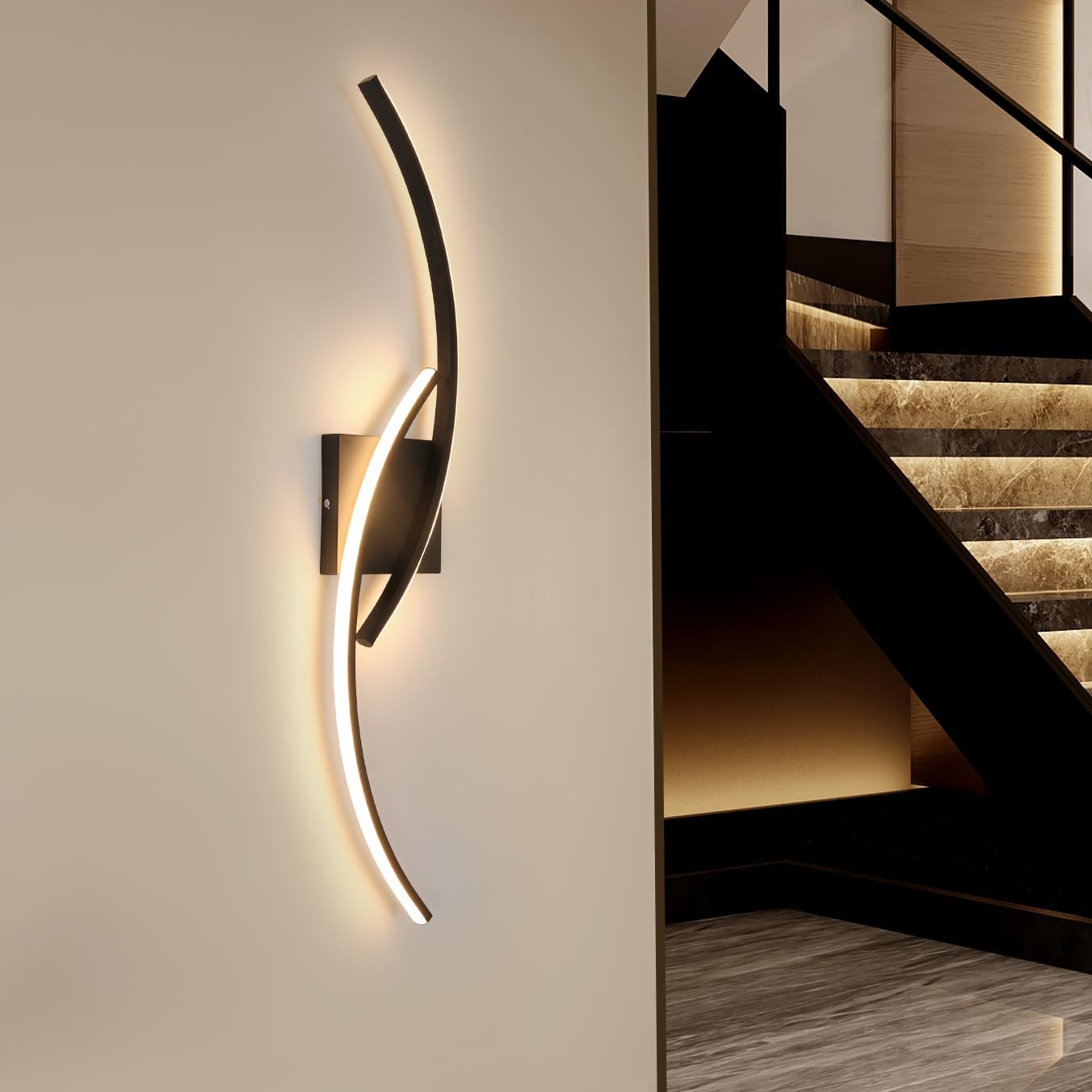 Wall Light - Black Aluminium Frame, Warm Light