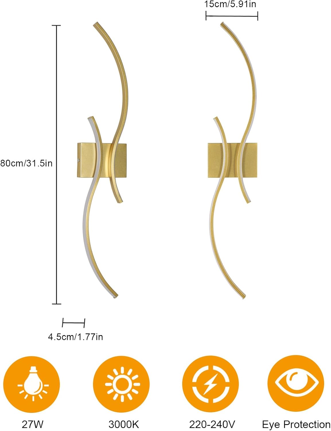 Wall Light - White Aluminium Frame, Warm Light