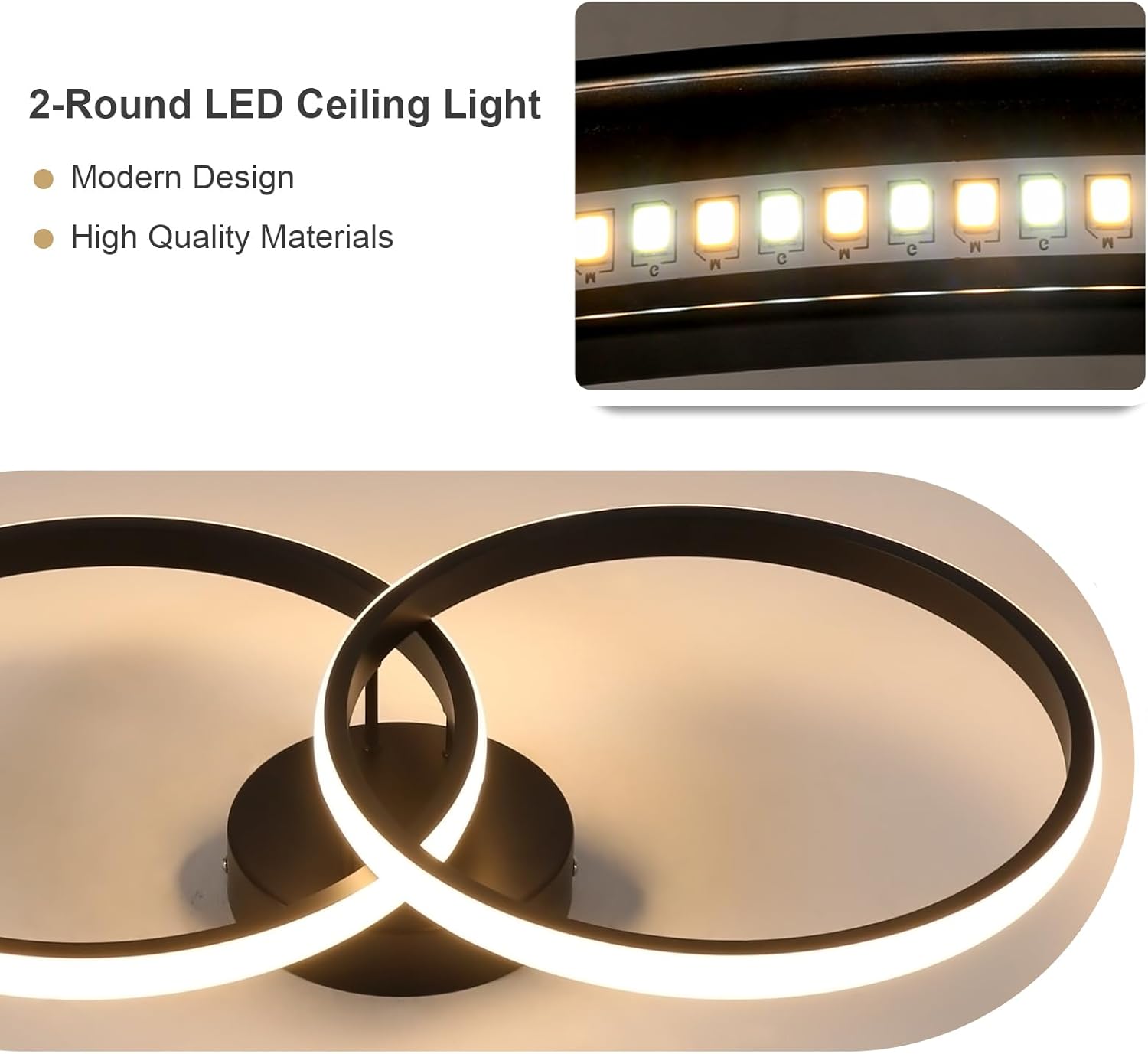 Ceiling Light - Black Aluminium Frame, Tunable and Dimmable