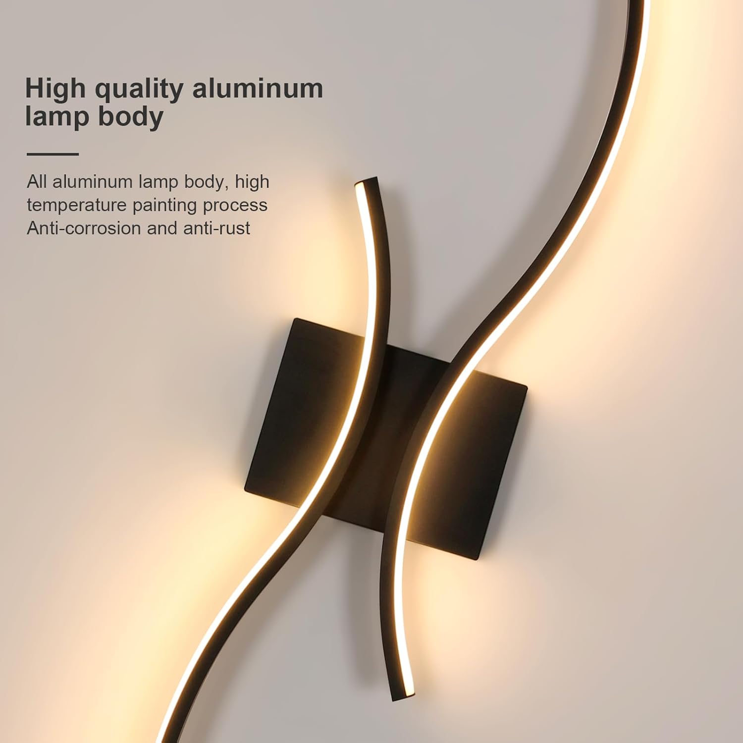 Wall Light - Black Aluminium Frame, Warm Light