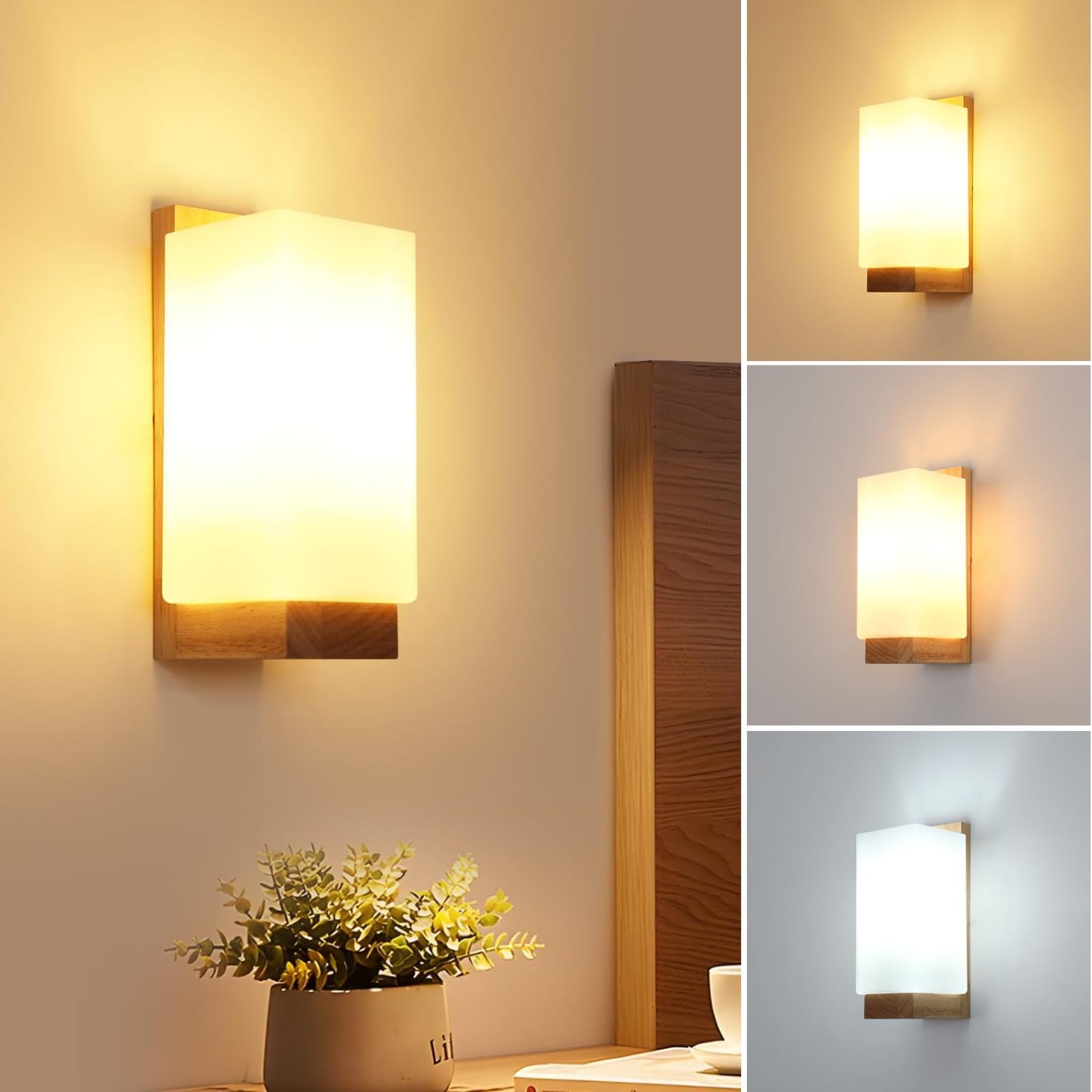 Wall Light - Wood Glass Frame, Tunable