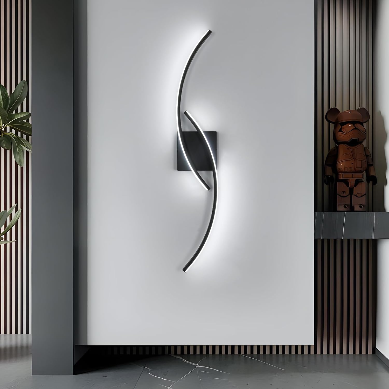 Wall Light - Black Aluminium Frame, White Light
