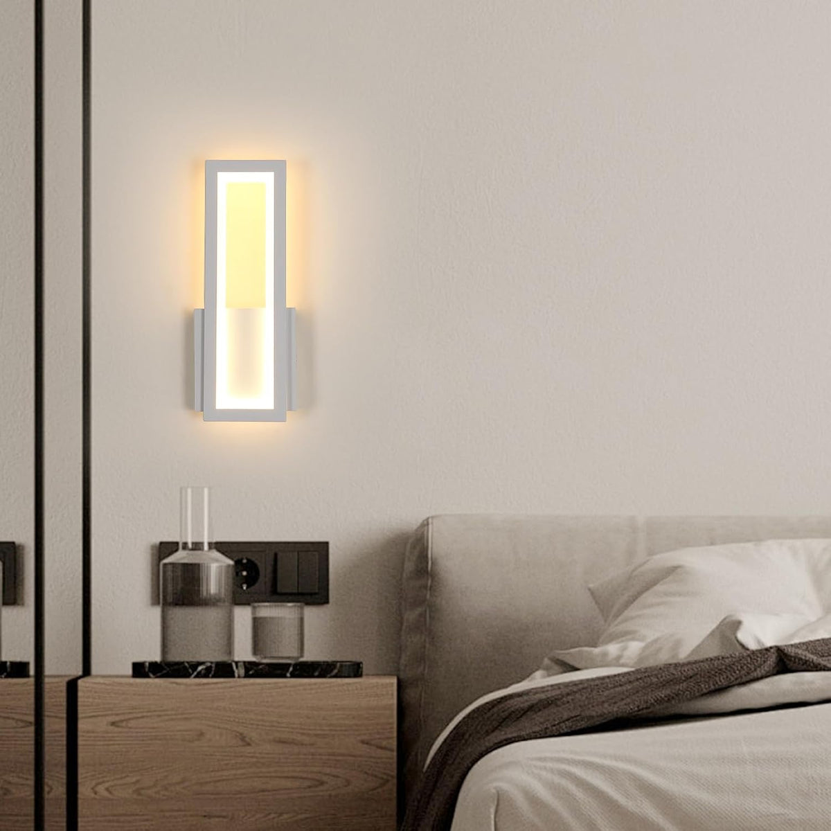 Wall Light - White Acrylic Frame, Warm Light