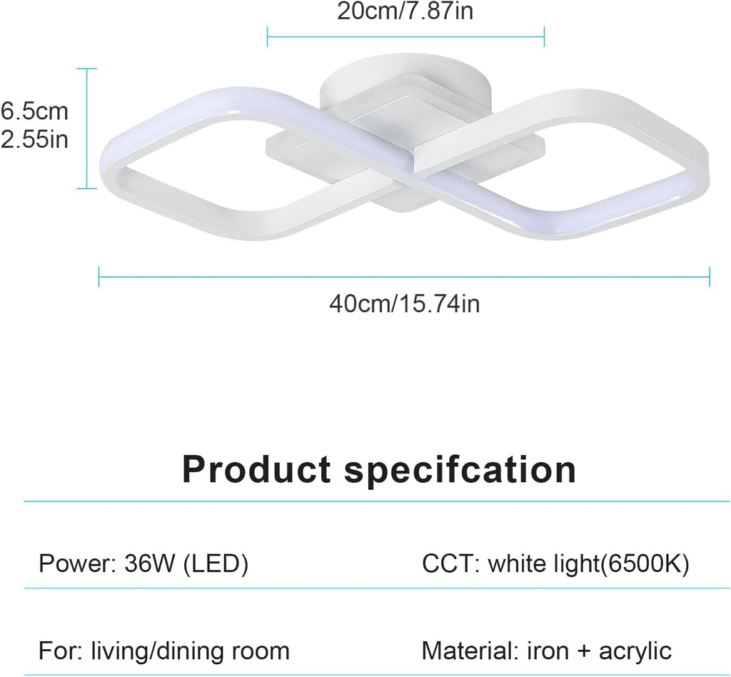 Ceiling Light - White Acrylic Frame, White Light