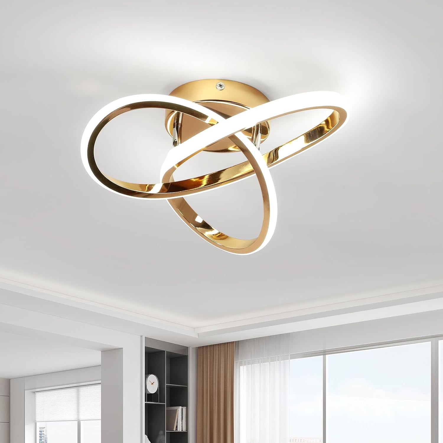 Ceiling Light - Gold Aluminium Frame, White Light