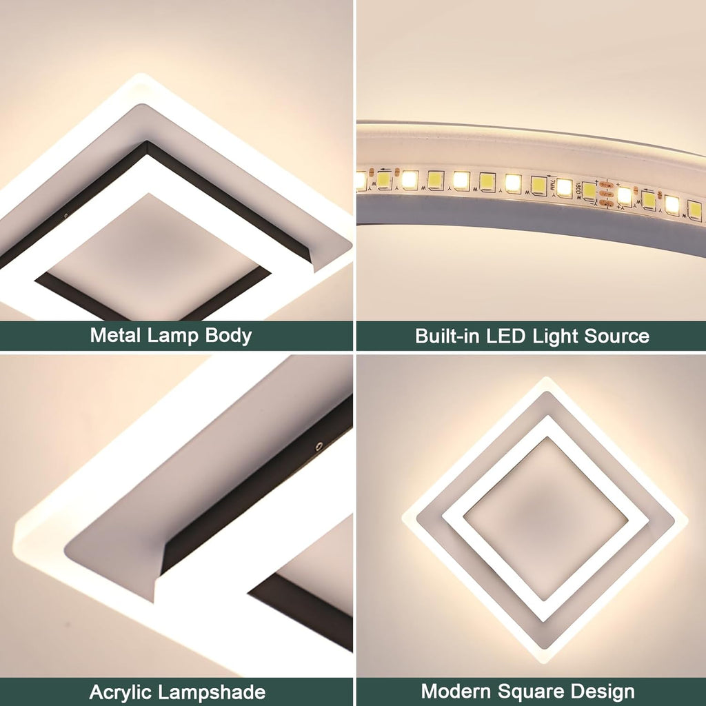 Ceiling Light - Black & White Acrylic Frame, Natural Light