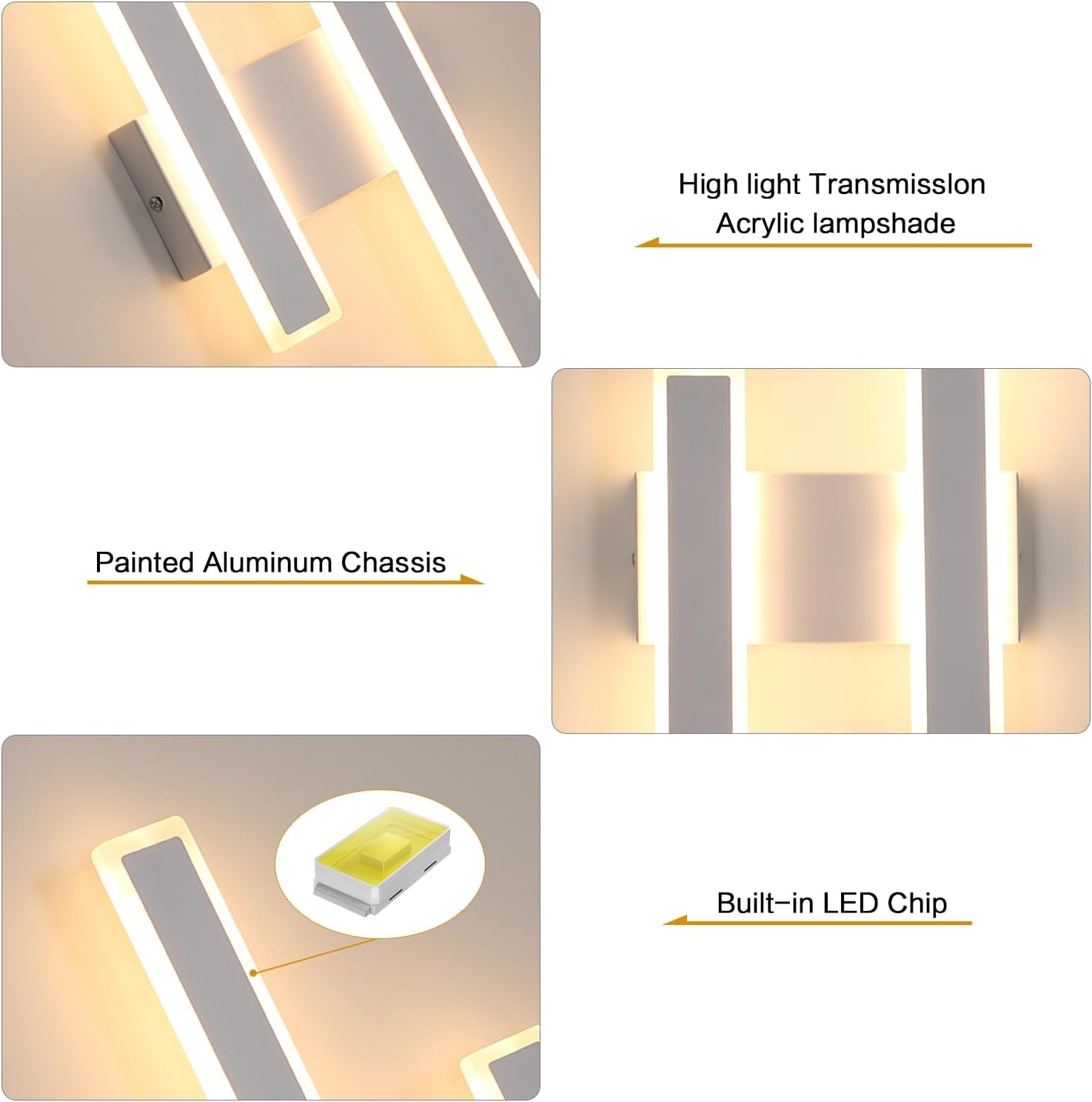 Wall Light - White Acrylic Frame, Warm Light
