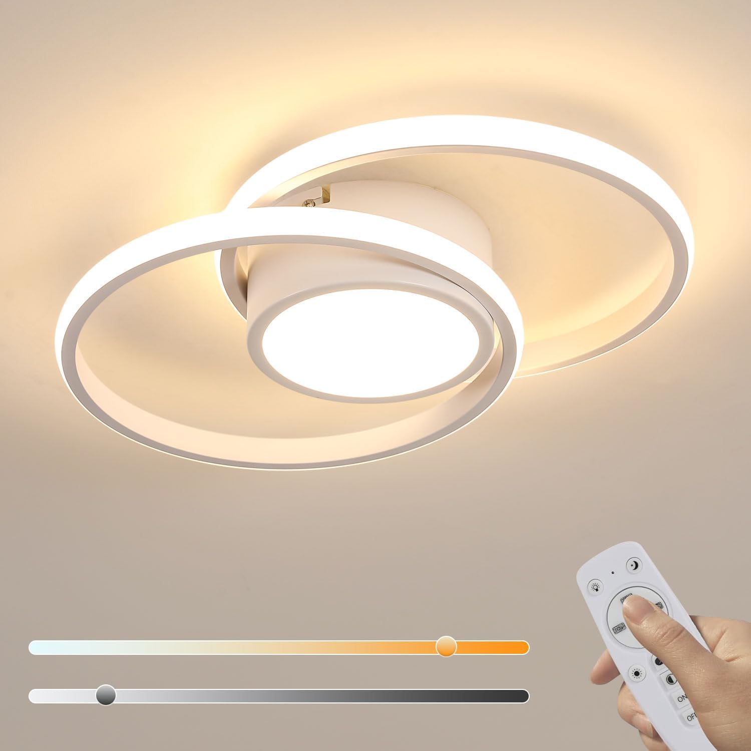 Ceiling Light - White Metal Frame, Tunable and Dimmable