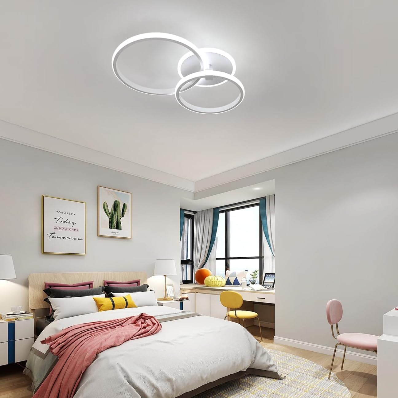 Ceiling Light - White Acrylic Frame, White Light