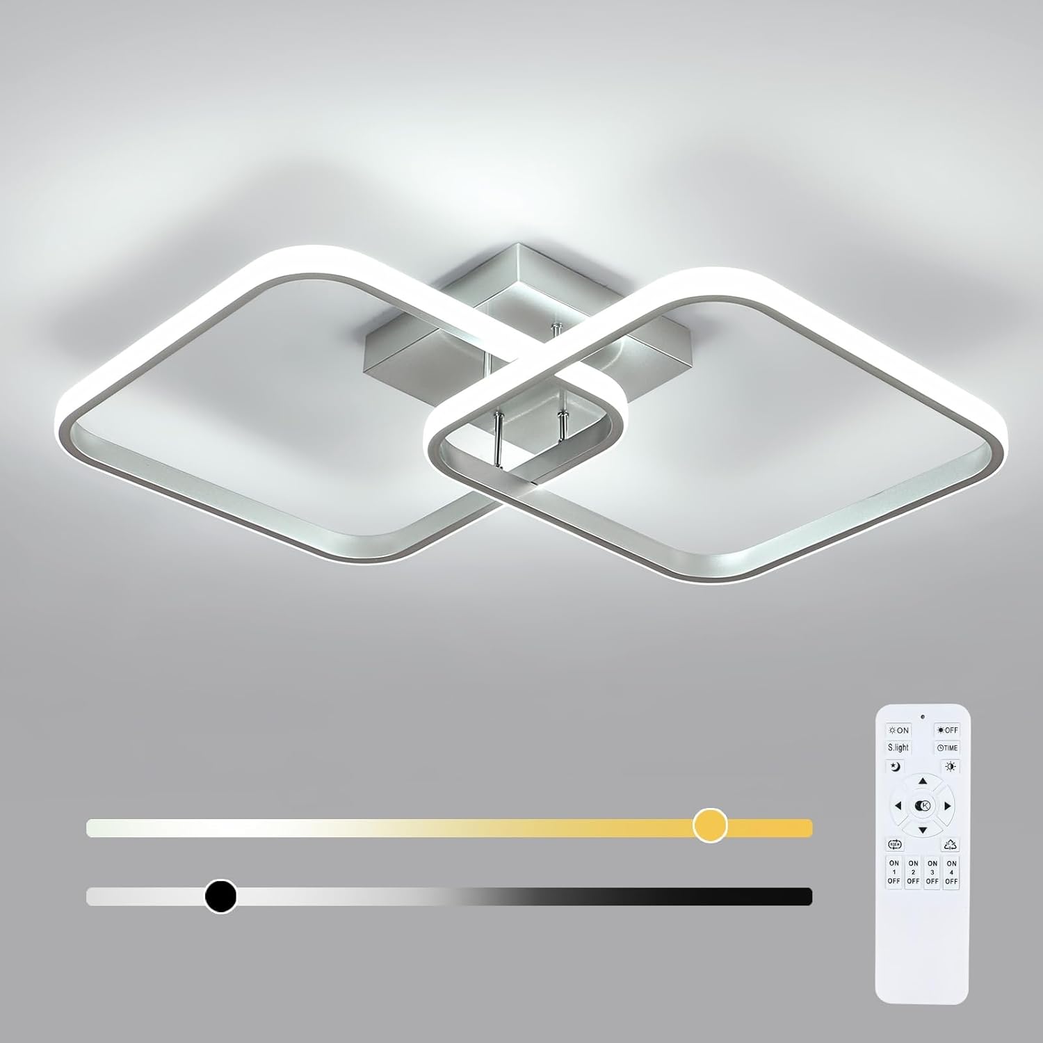 Ceiling Light - Silver Aluminium Frame, Tunable and Dimmable