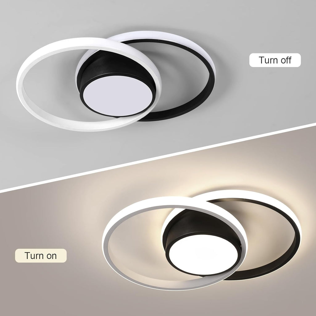 Ceiling Light - Black & White Metal Frame, Natural Light