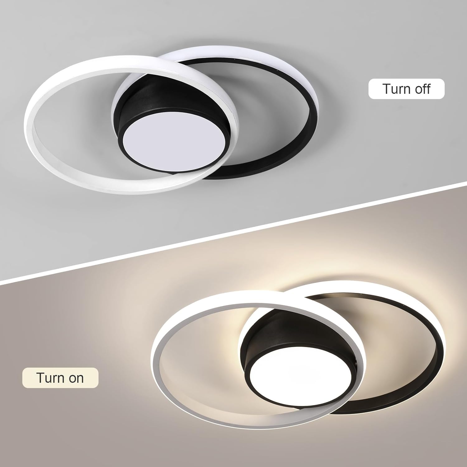 Ceiling Light - Black & White Metal Frame, Natural Light