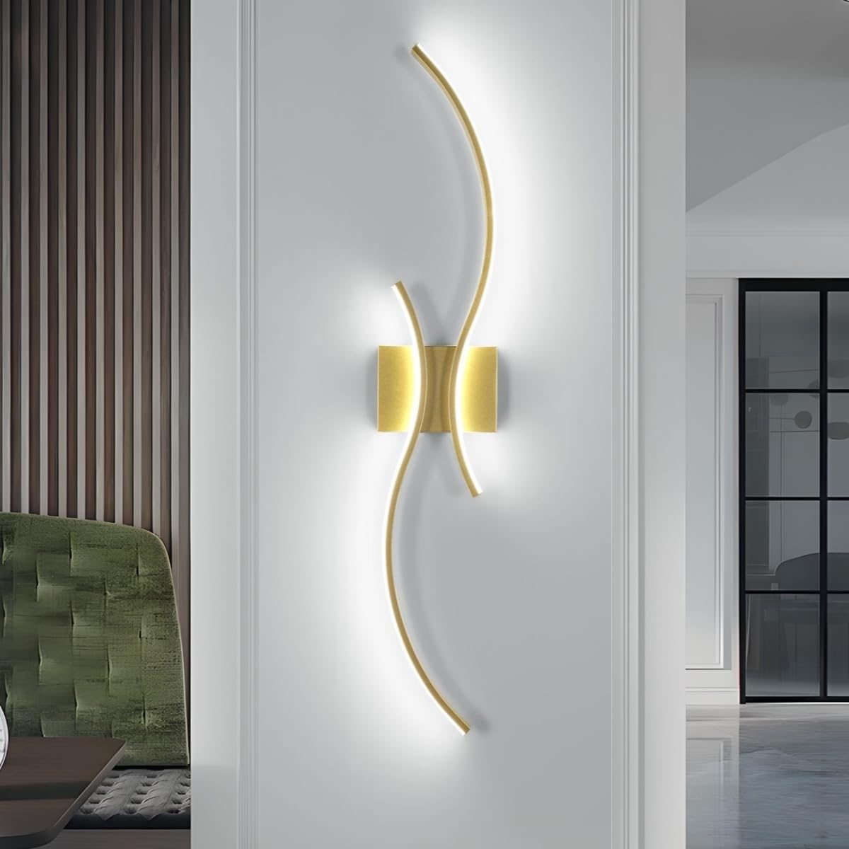 Wall Light - Gold Aluminium Frame, White Light