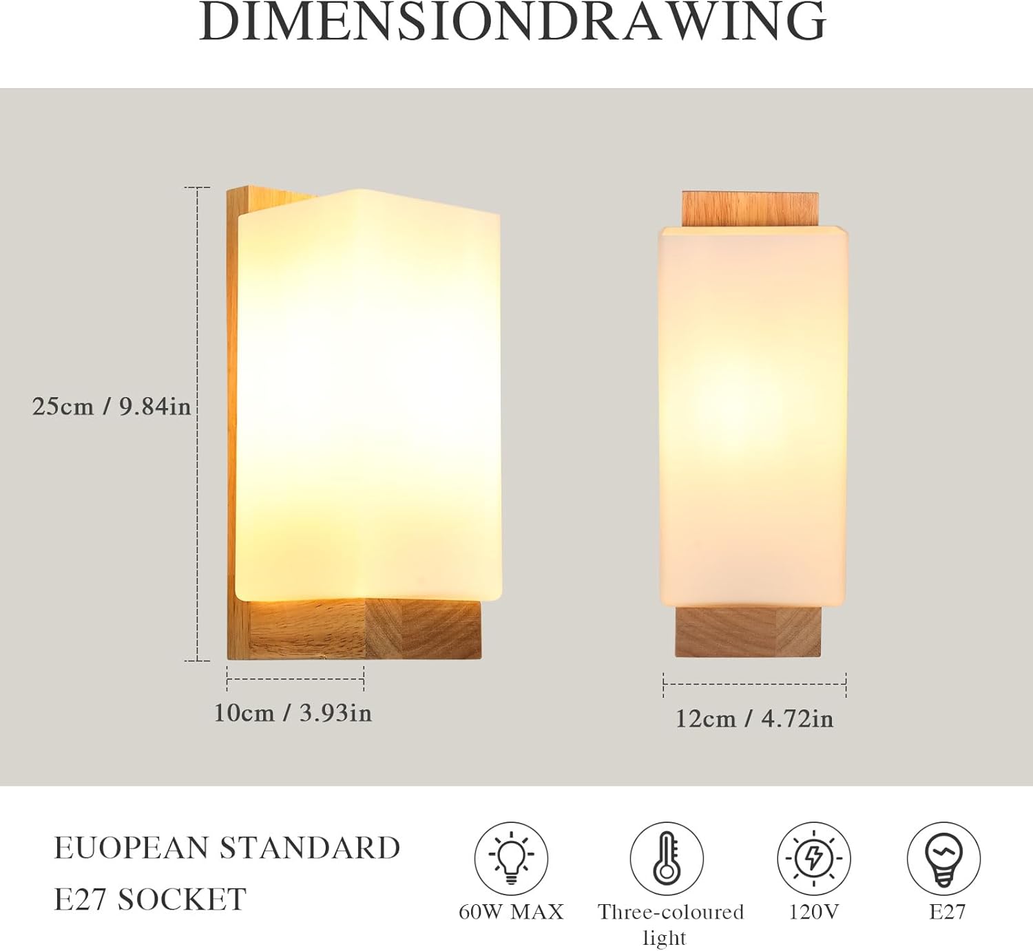 Wall Light - Wood Glass Frame, Tunable