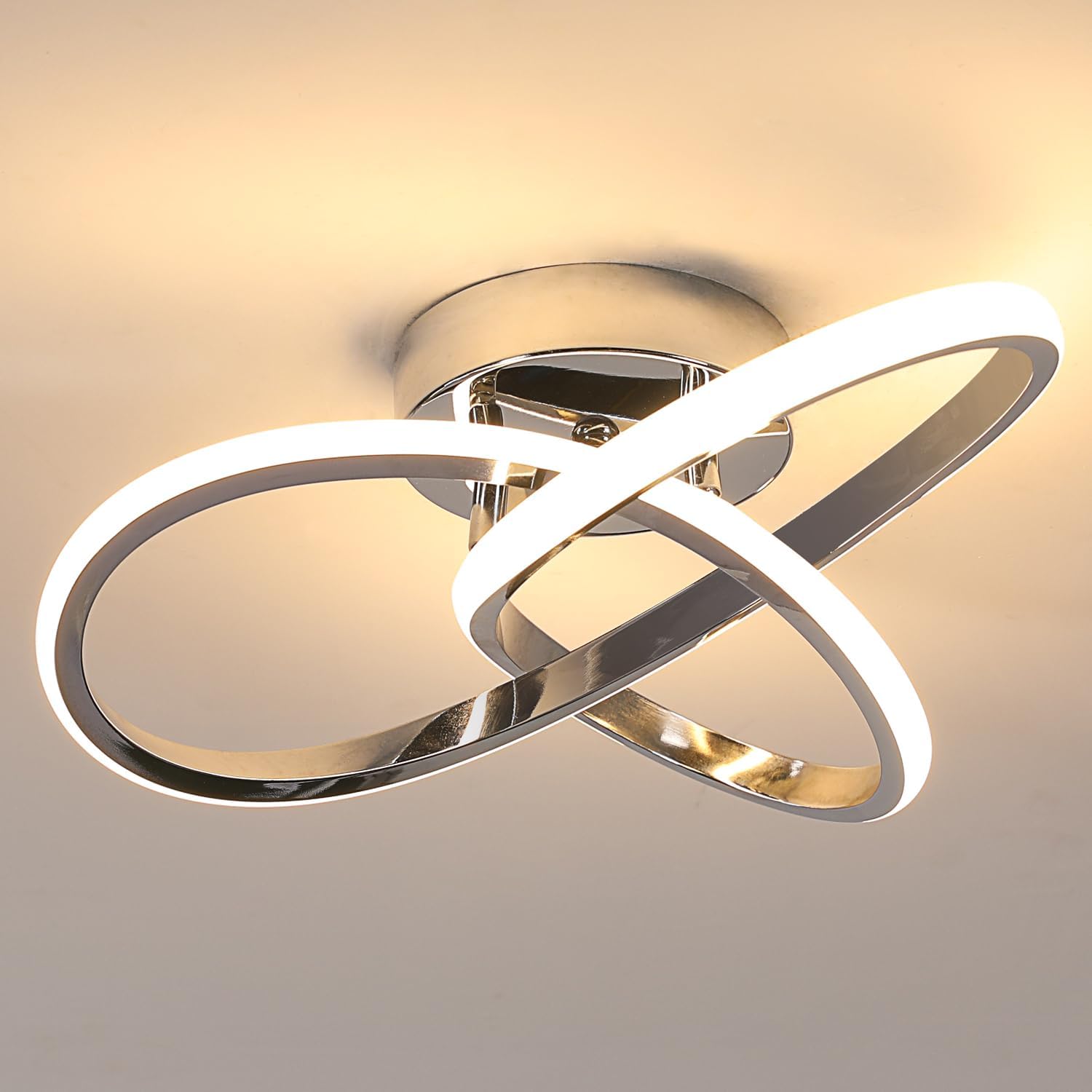 Ceiling Light - Chrome Aluminium Frame, Warm Light