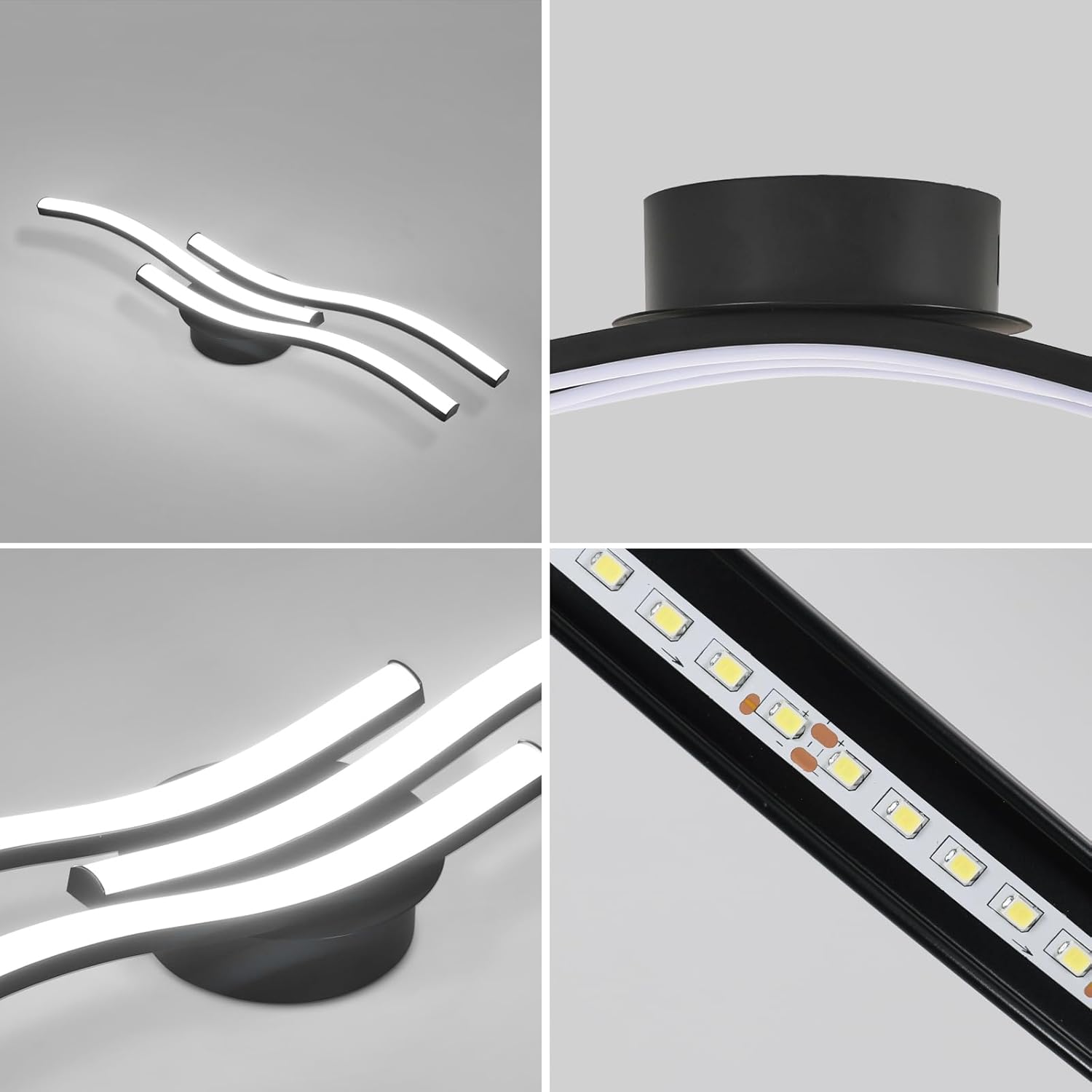 Ceiling Light - Black Aluminium Frame, White Light