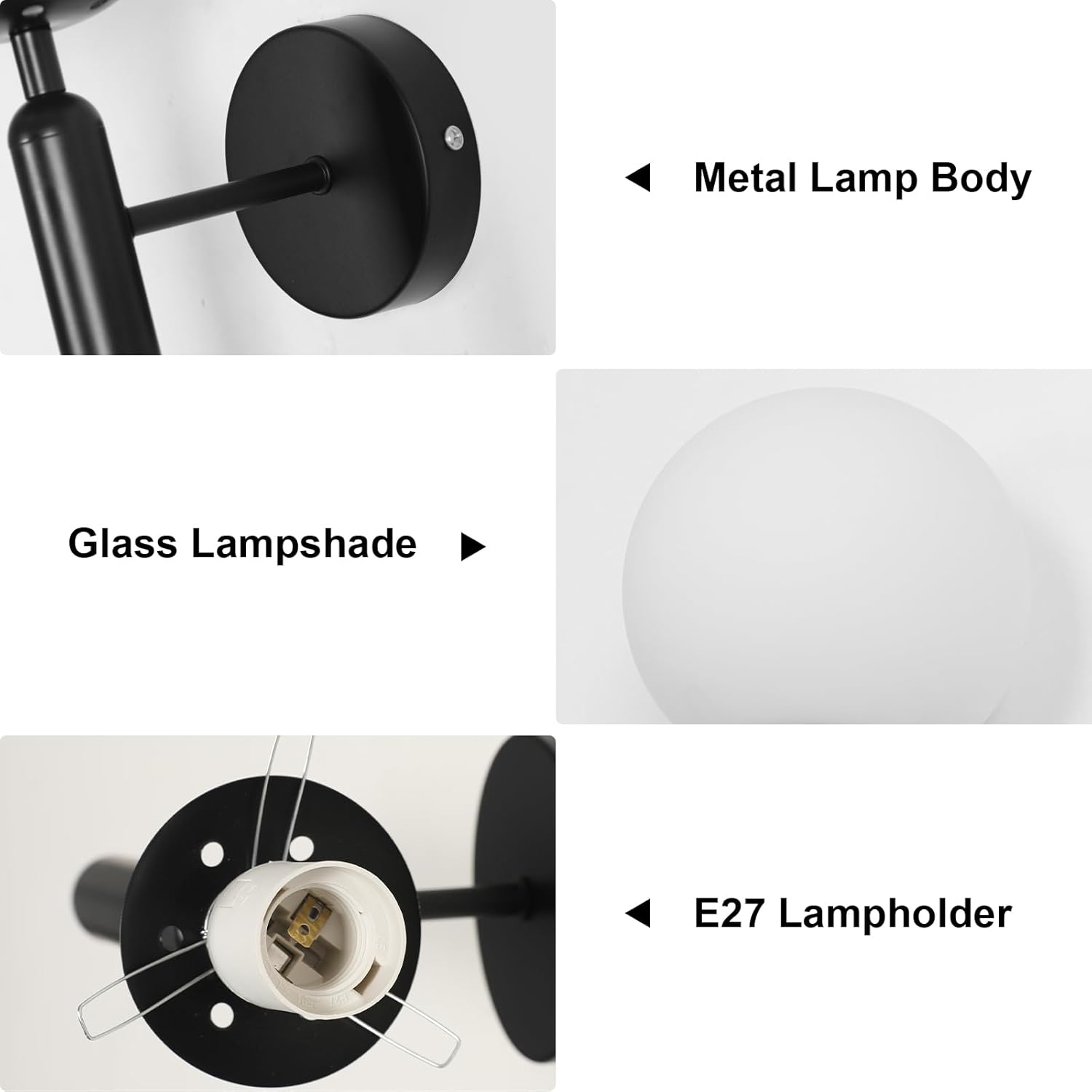 Wandleuchte – Rahmen aus schwarzem Glas