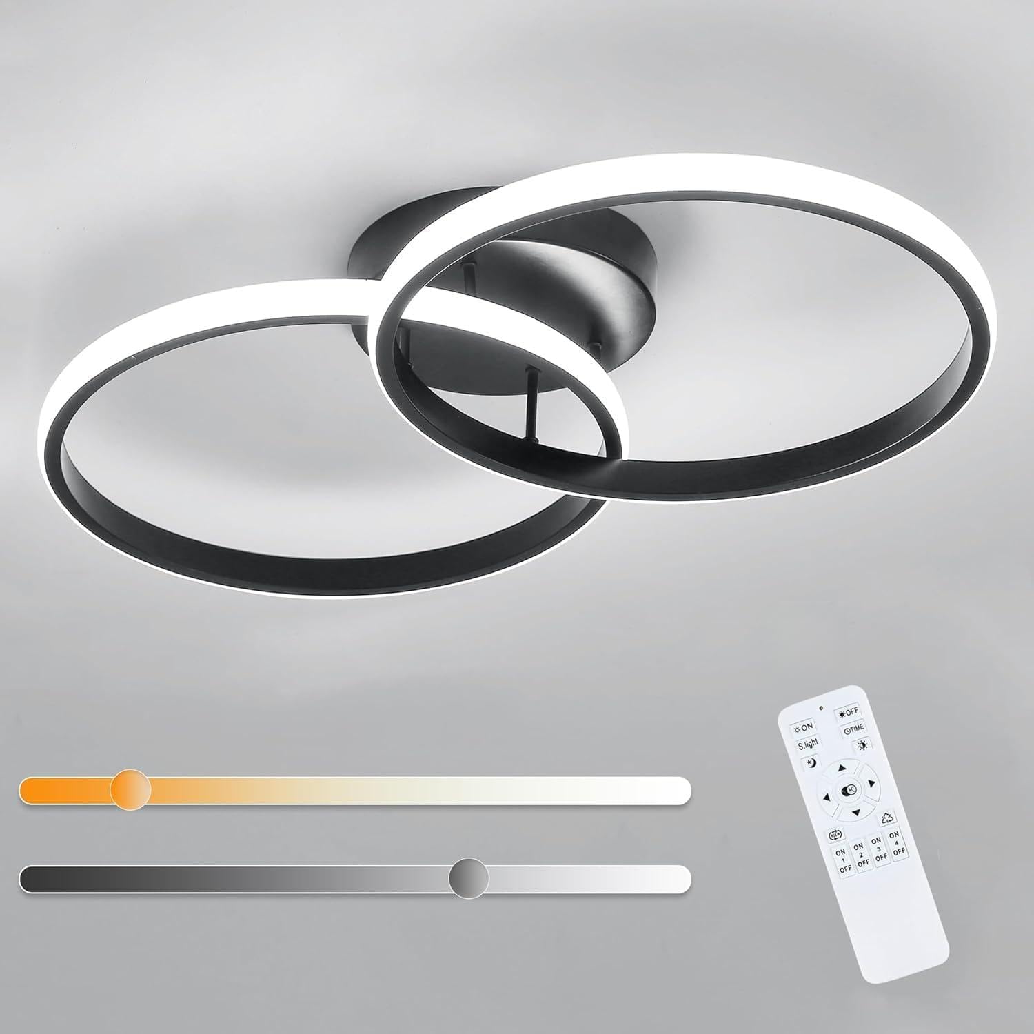 Ceiling Light - Black Aluminium Frame, Tunable and Dimmable