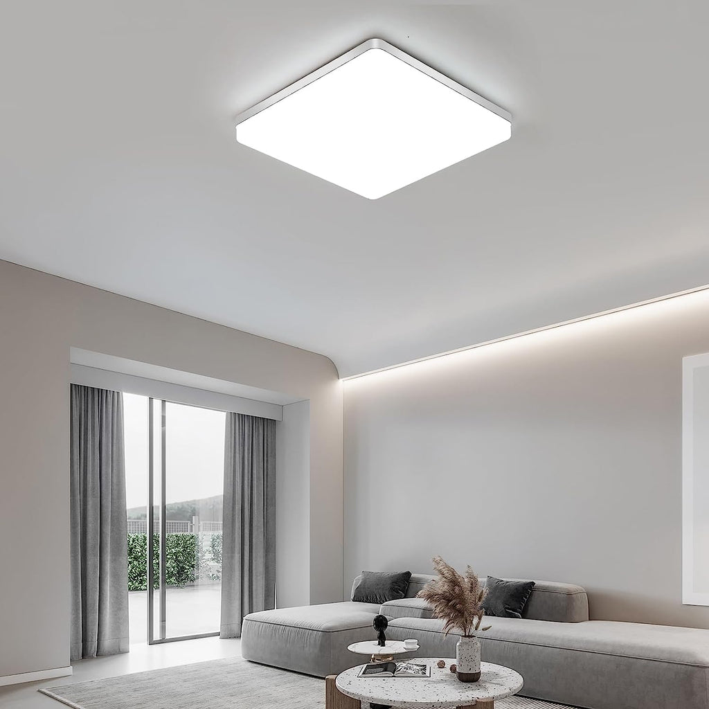 Ceiling Light - White Plastic Frame, White Light