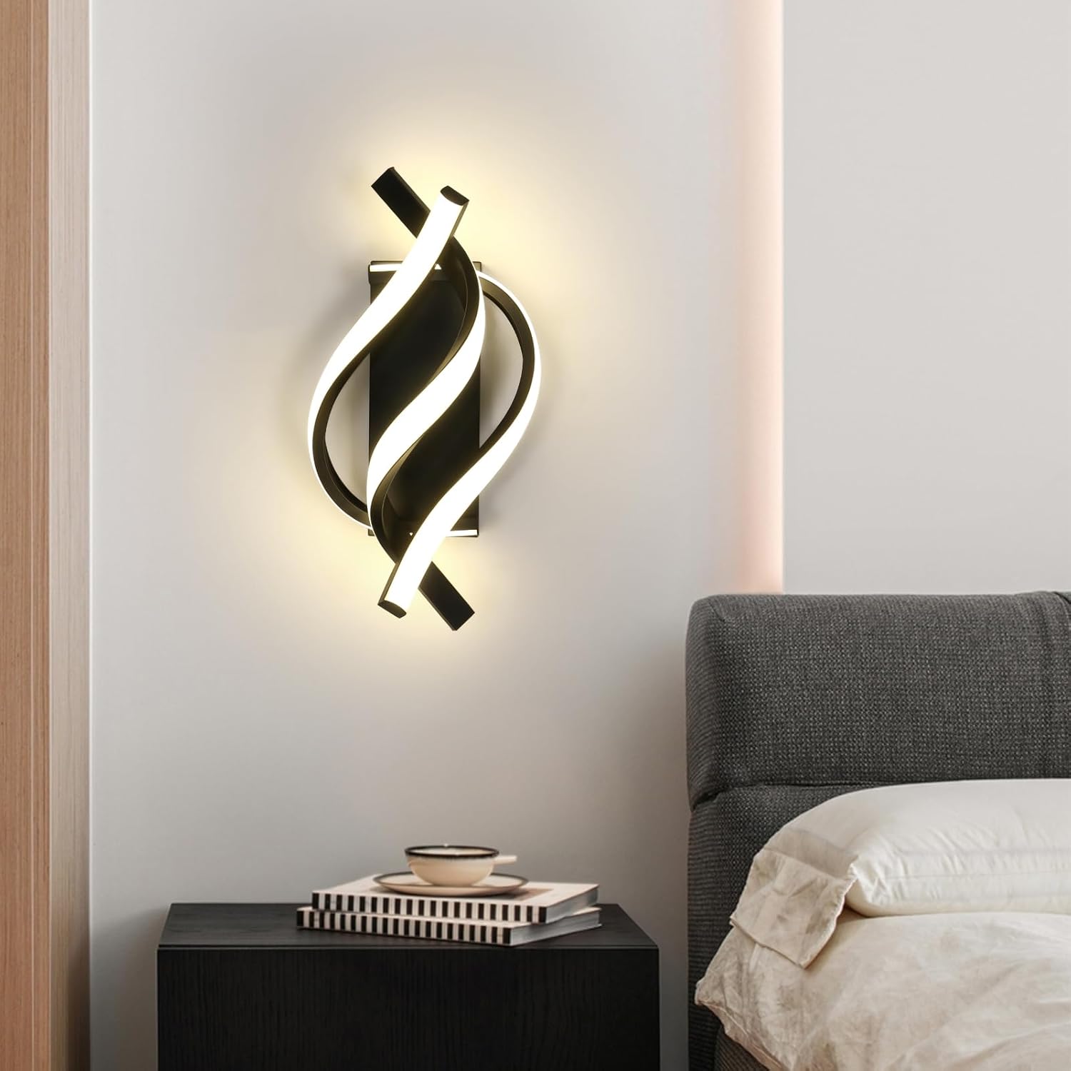 Wandleuchte – schwarzer Aluminiumrahmen, Naturlicht