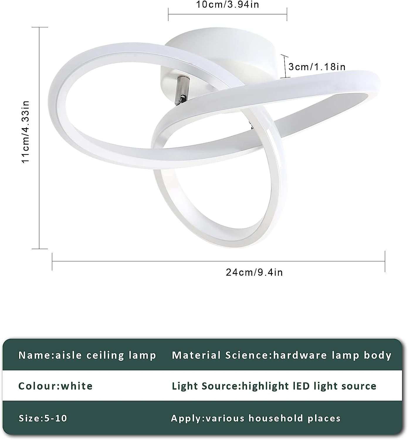 Ceiling Light - White Aluminium Frame, Natural Light