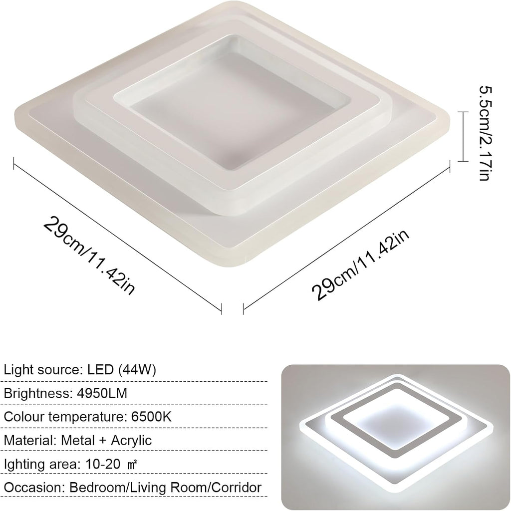 Ceiling Light - White Acrylic Frame, White Light