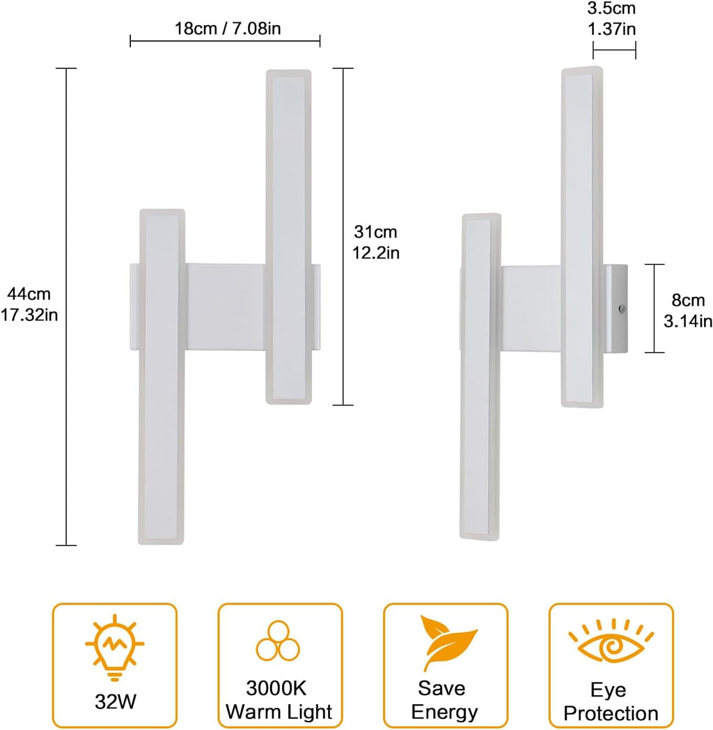 Wall Light - White Acrylic Frame, Warm Light