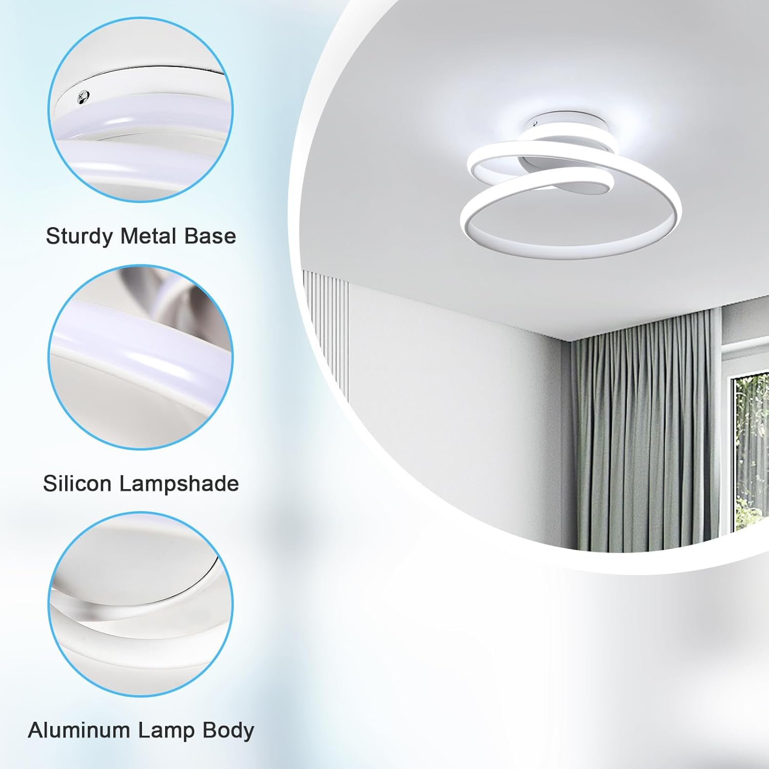 Ceiling Light - White Aluminium Frame, White Light