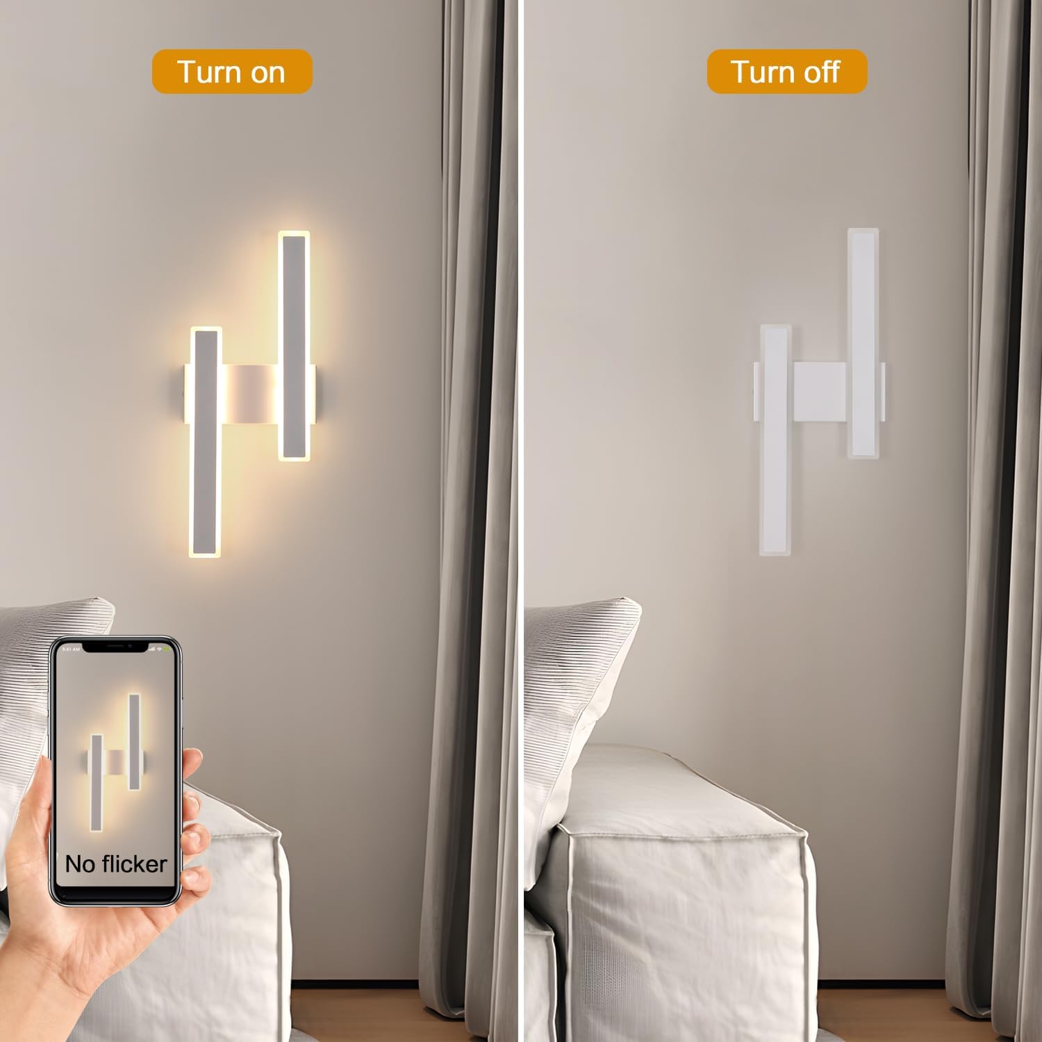 Wall Light - White Acrylic Frame, Warm Light