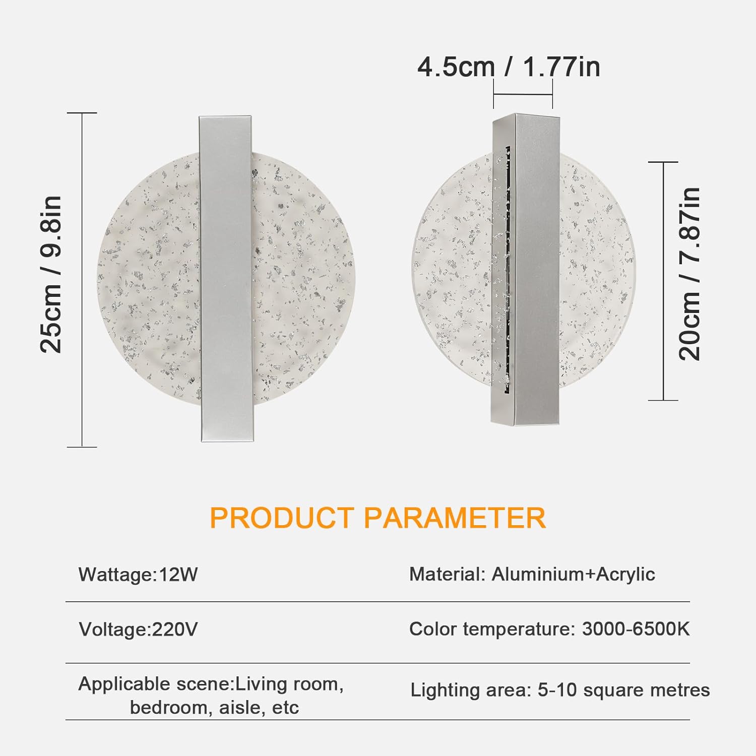 Wall Light - Silver Acrylic Frame, Tunable